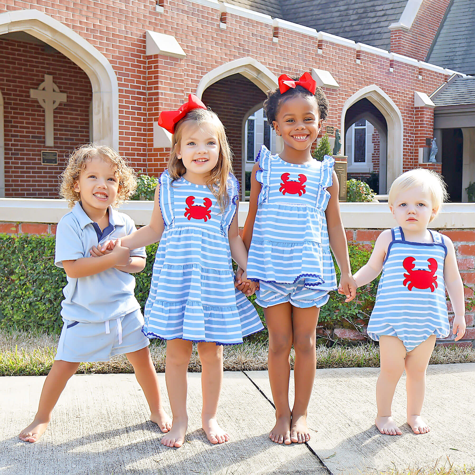 Ocean Crab Blue Stripe Kaylee Dress - Image 4