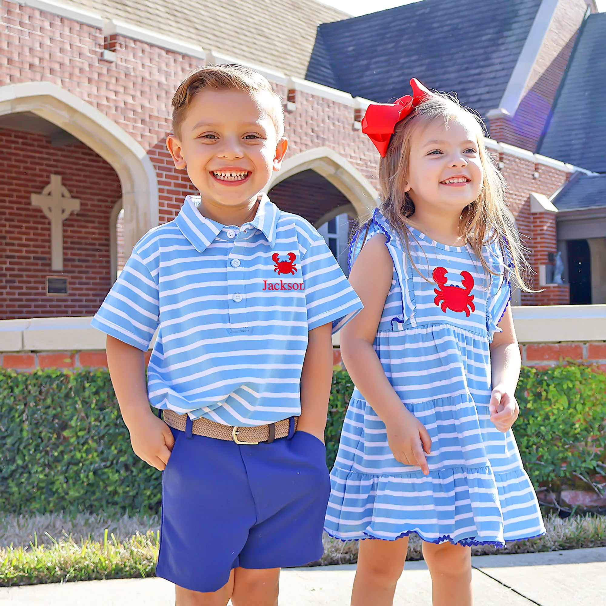 Ocean Crab Blue Stripe Kaylee Dress - Image 6