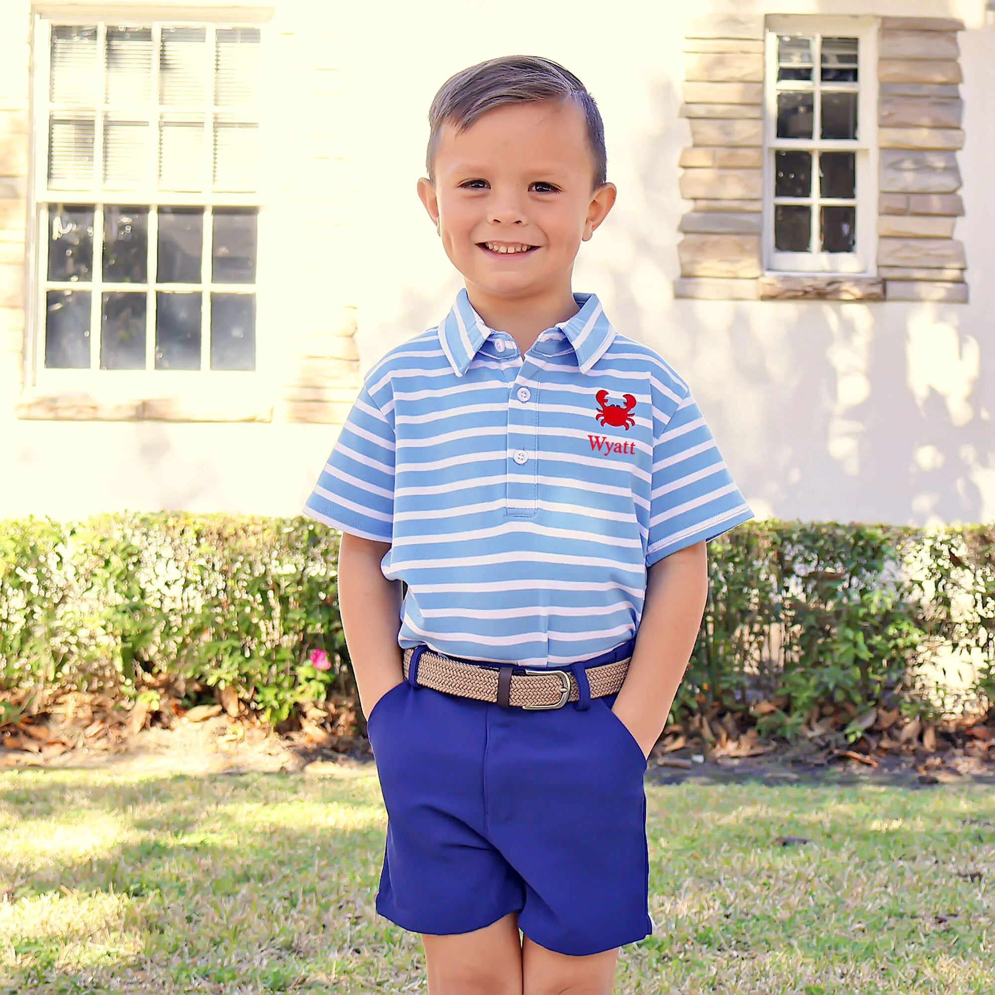 Ocean Crab Blue Stripe Polo - Image 3