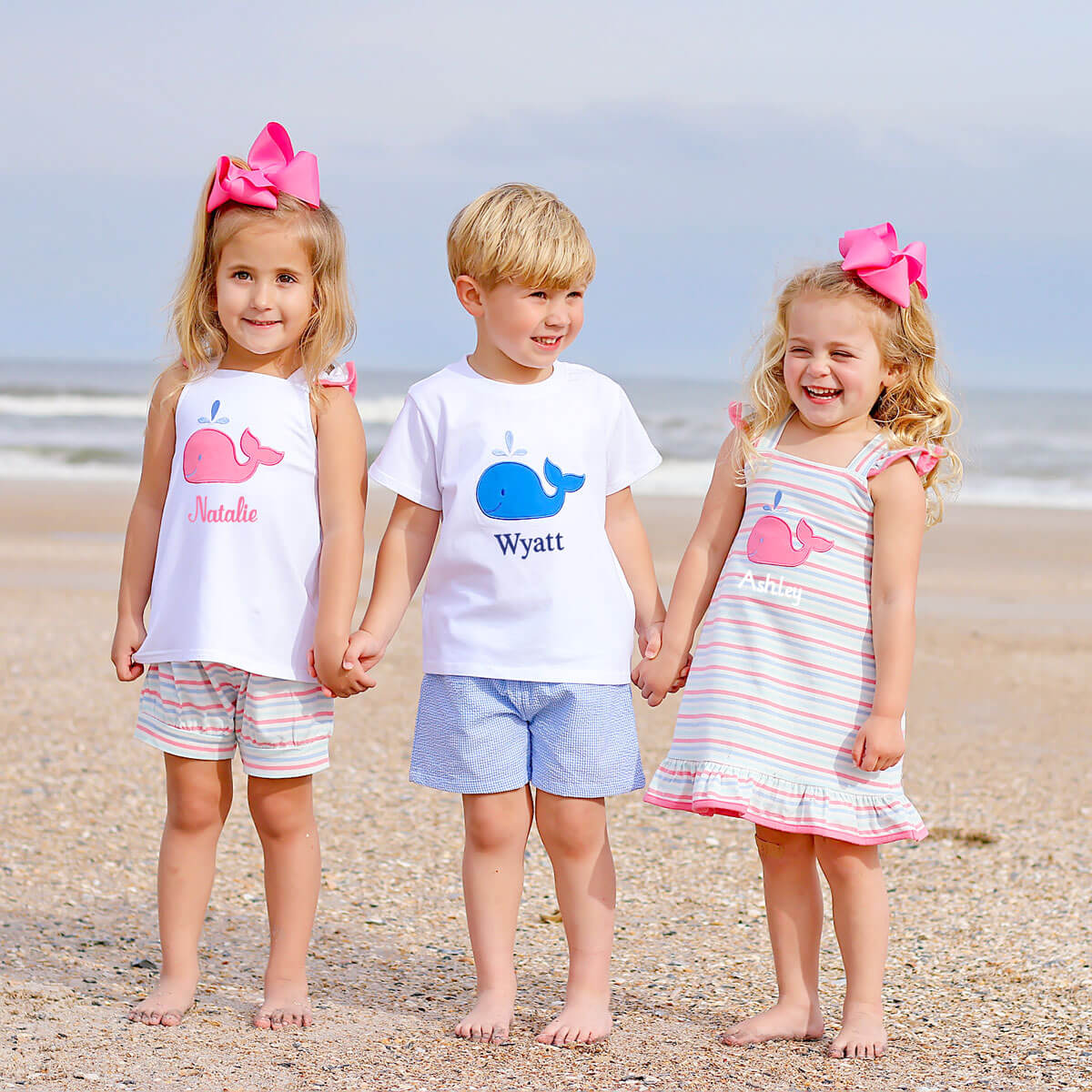 Ocean Whale Applique Blue Gingham Short Set - Image 5