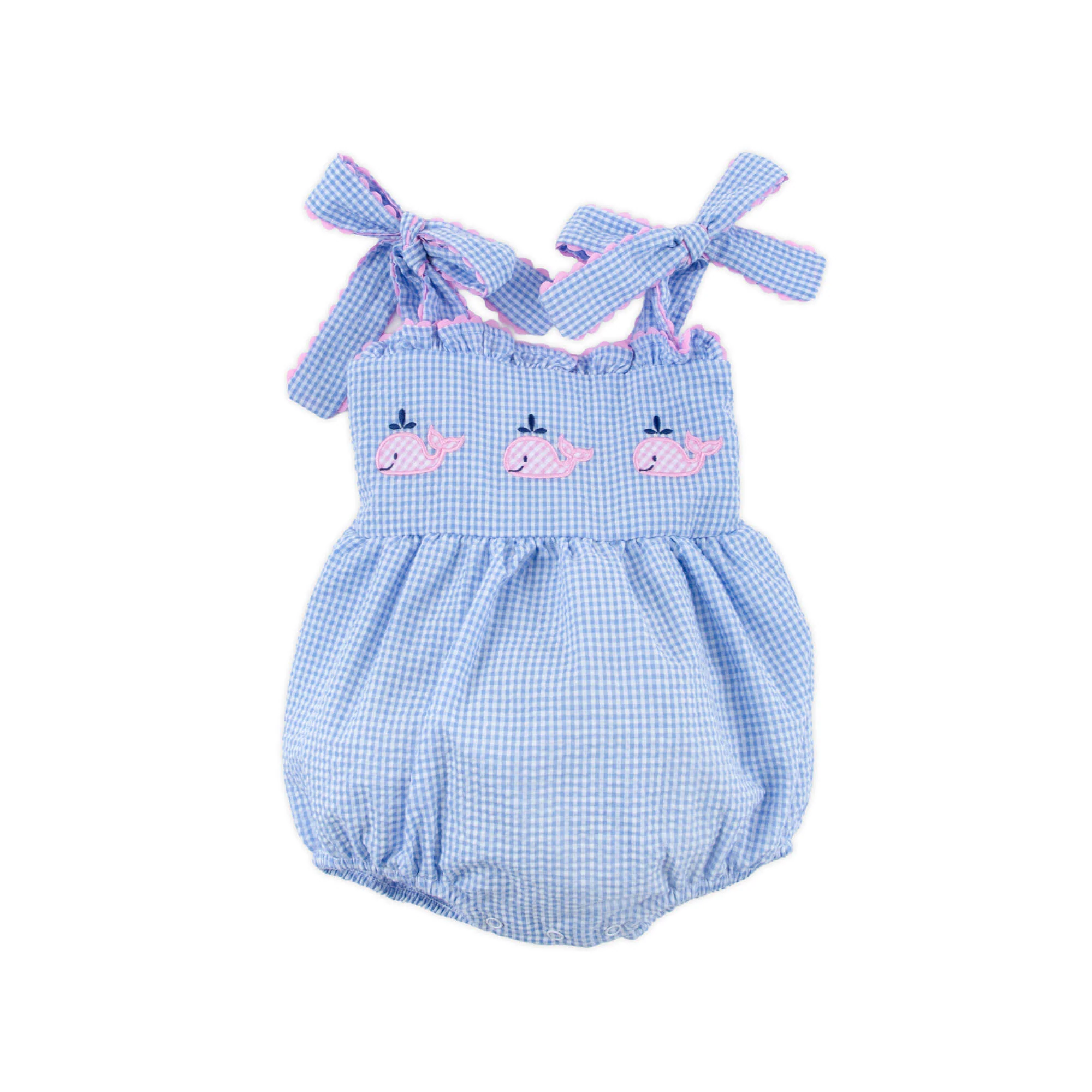 Ocean Whale Light Blue Gingham Aurora Bubble - Image 4