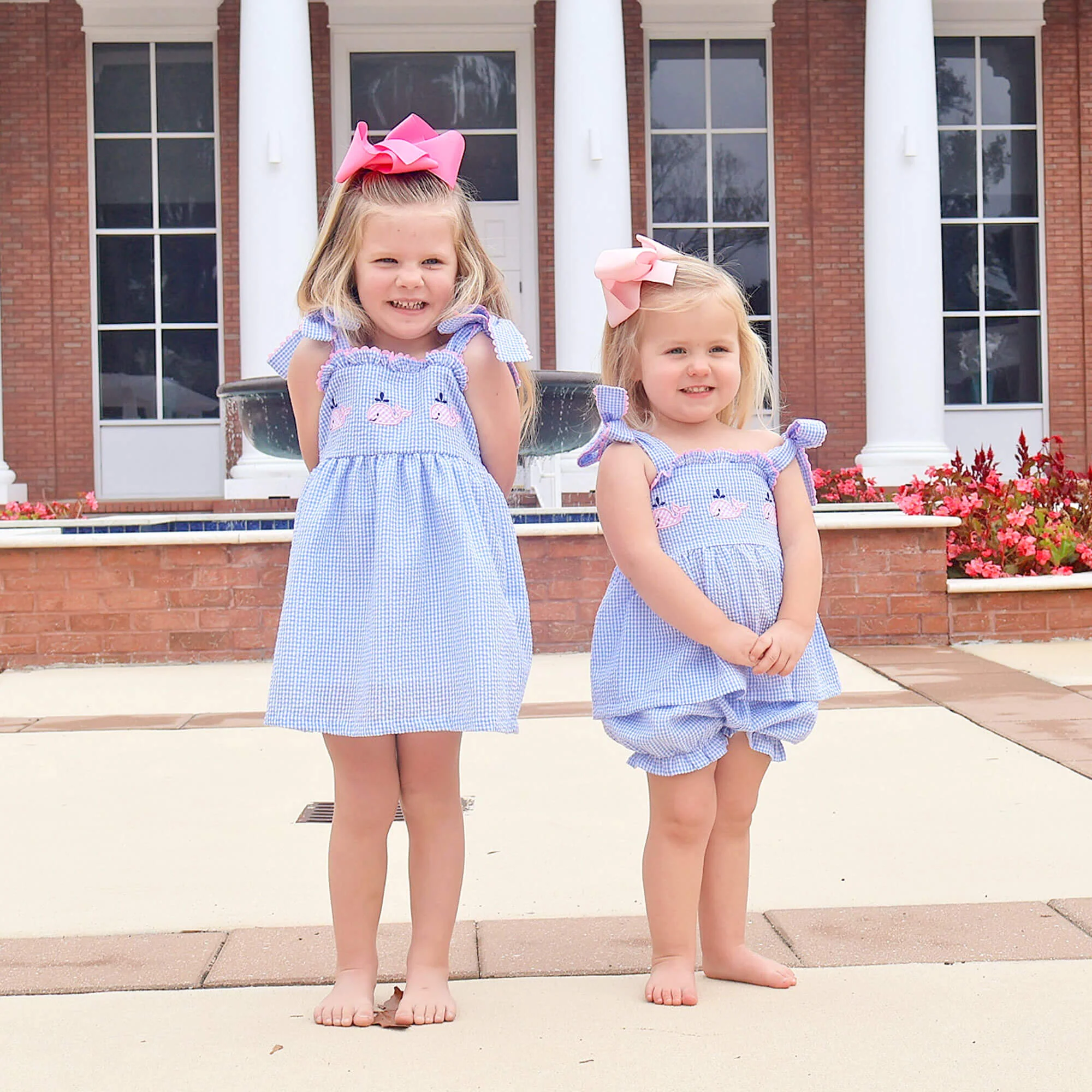 Ocean Whale Light Blue Gingham Aurora Dress - Image 5