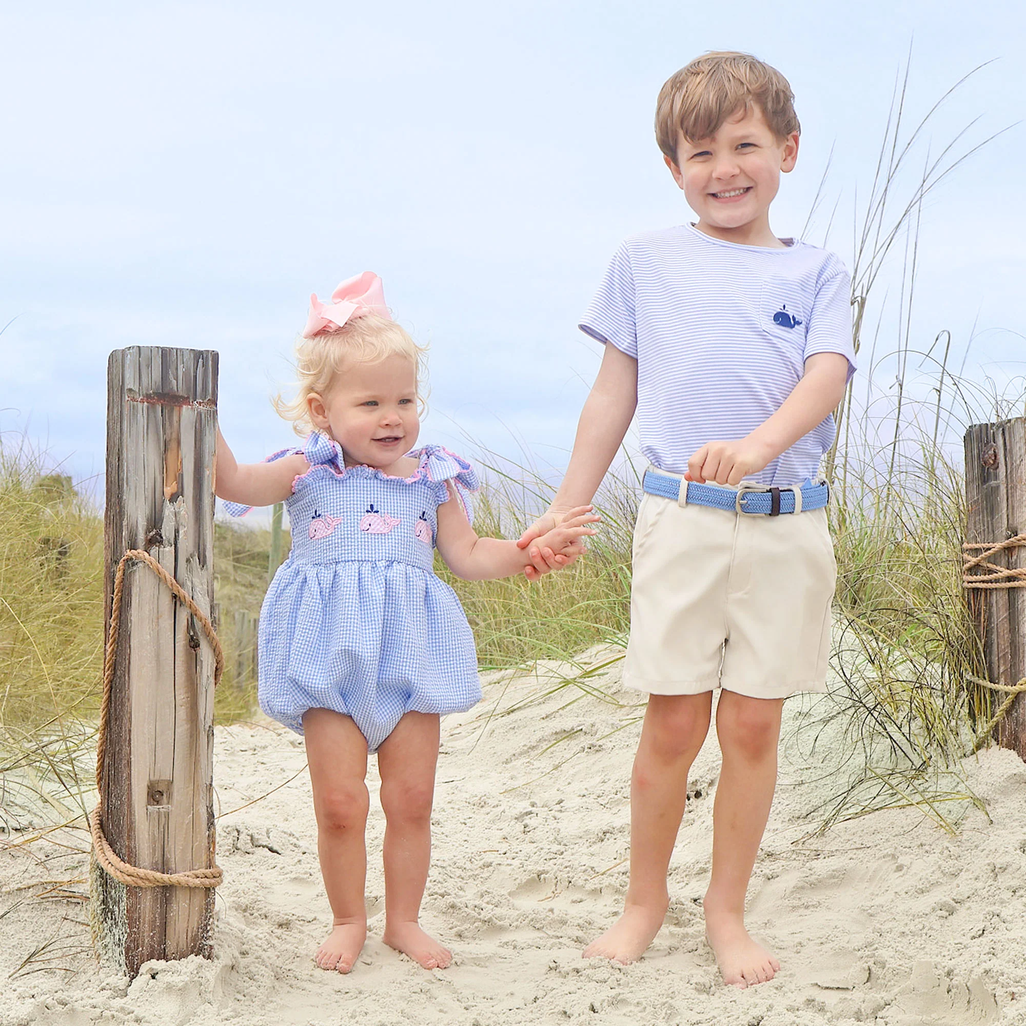 Ocean Whale Light Blue Stripe Short Sleeve Pocket Shirt - Image 3