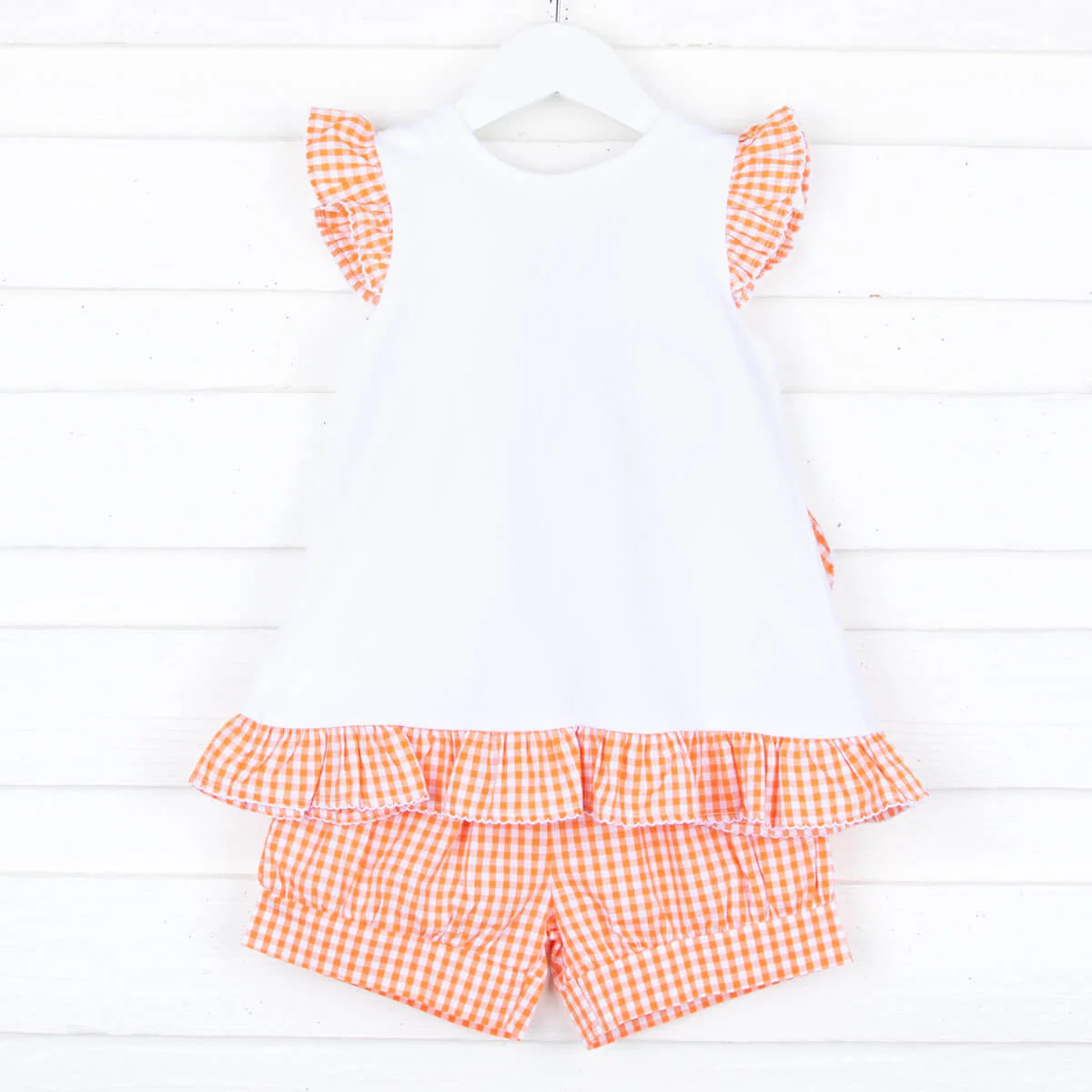 Orange Gingham Tie Back Short Set - Image 3
