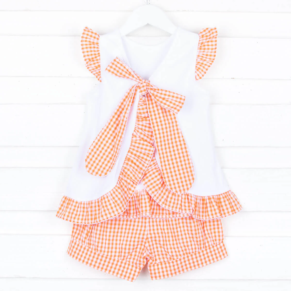 Orange Gingham Tie Back Short Set - Image 4