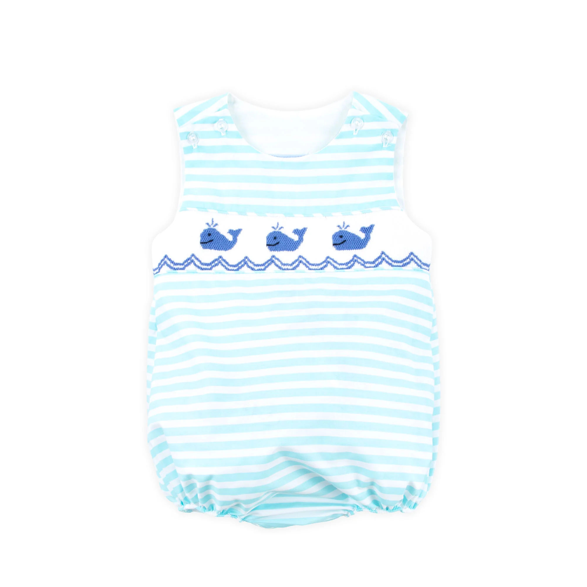 Pacific Whale Smocked Mint Stripe Sun Bubble - Image 2