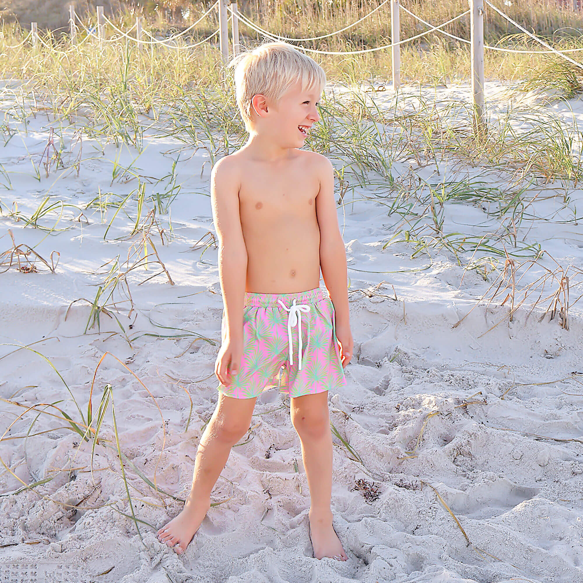 Paradise Palm Pink Swim Trunks - Image 2