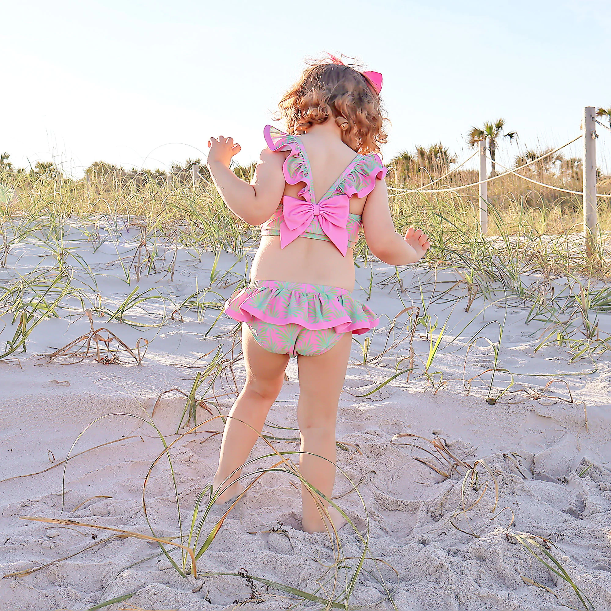 Paradise Palm Pink Two Piece Swimsuit - Image 2