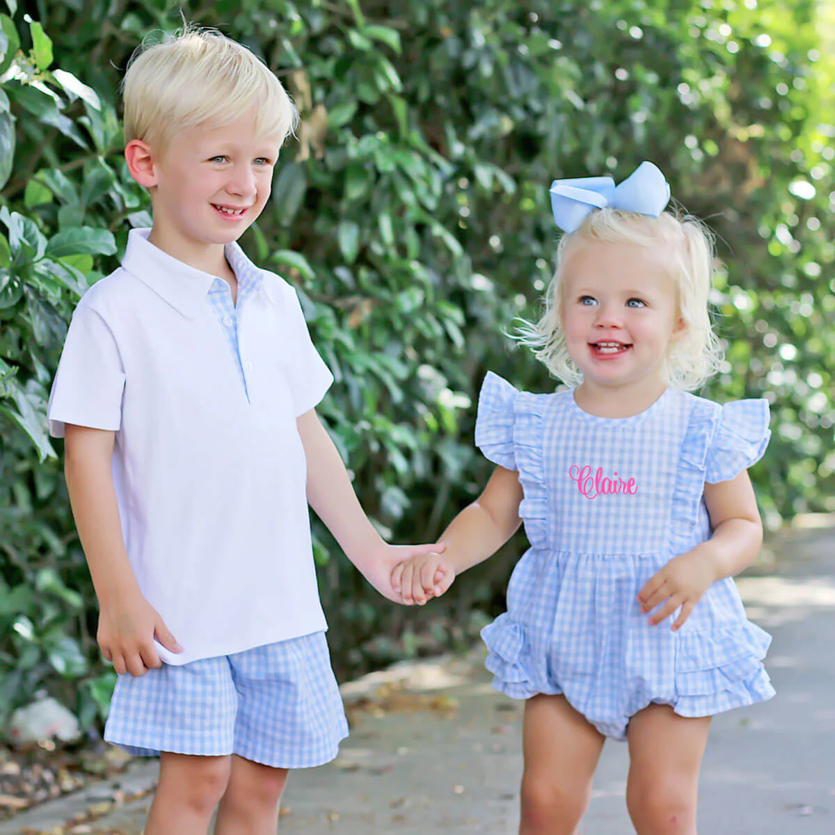 Pastel Blue Gingham Ruffle Kate Bubble - Image 4