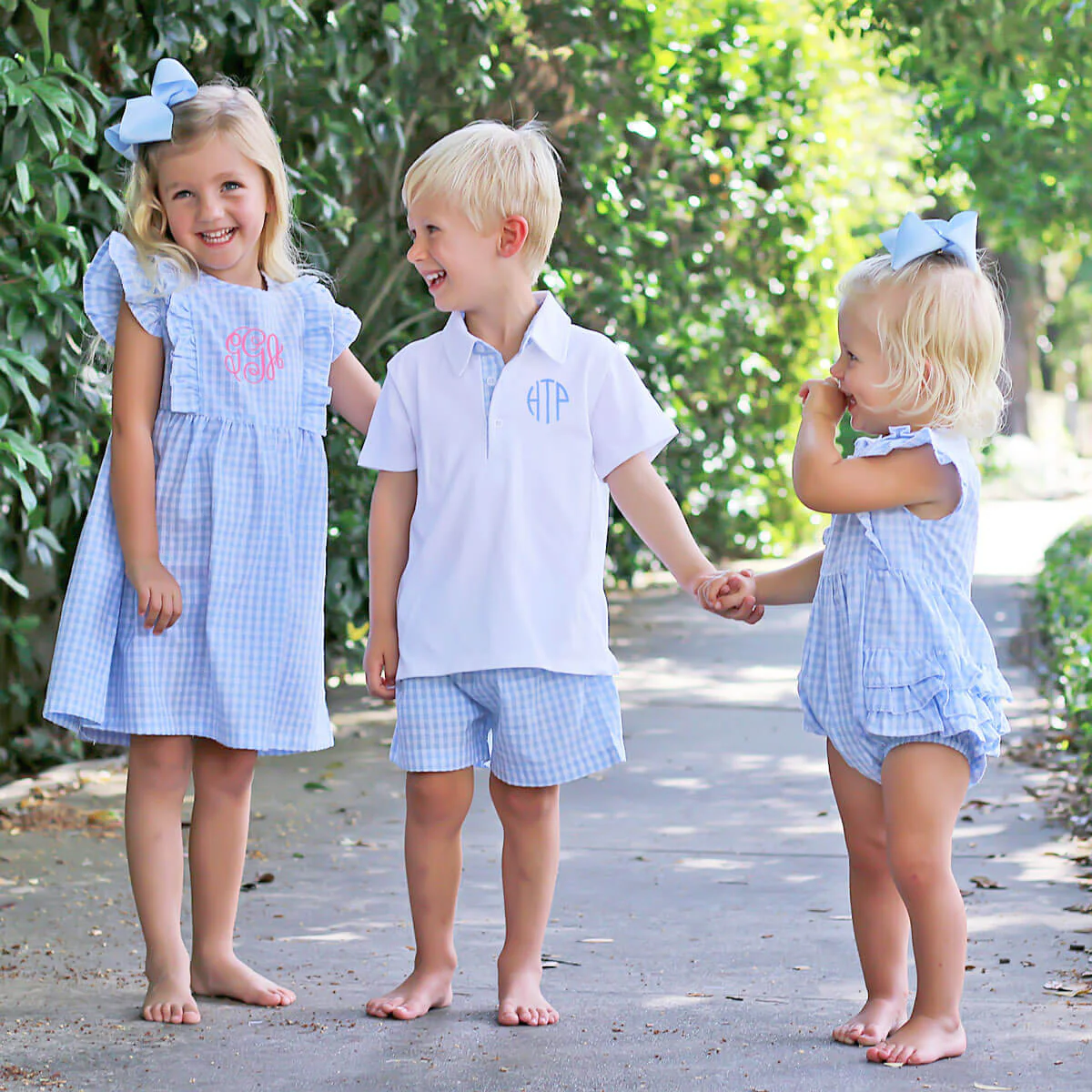 Pastel Blue Gingham Ruffle Kate Bubble - Image 5