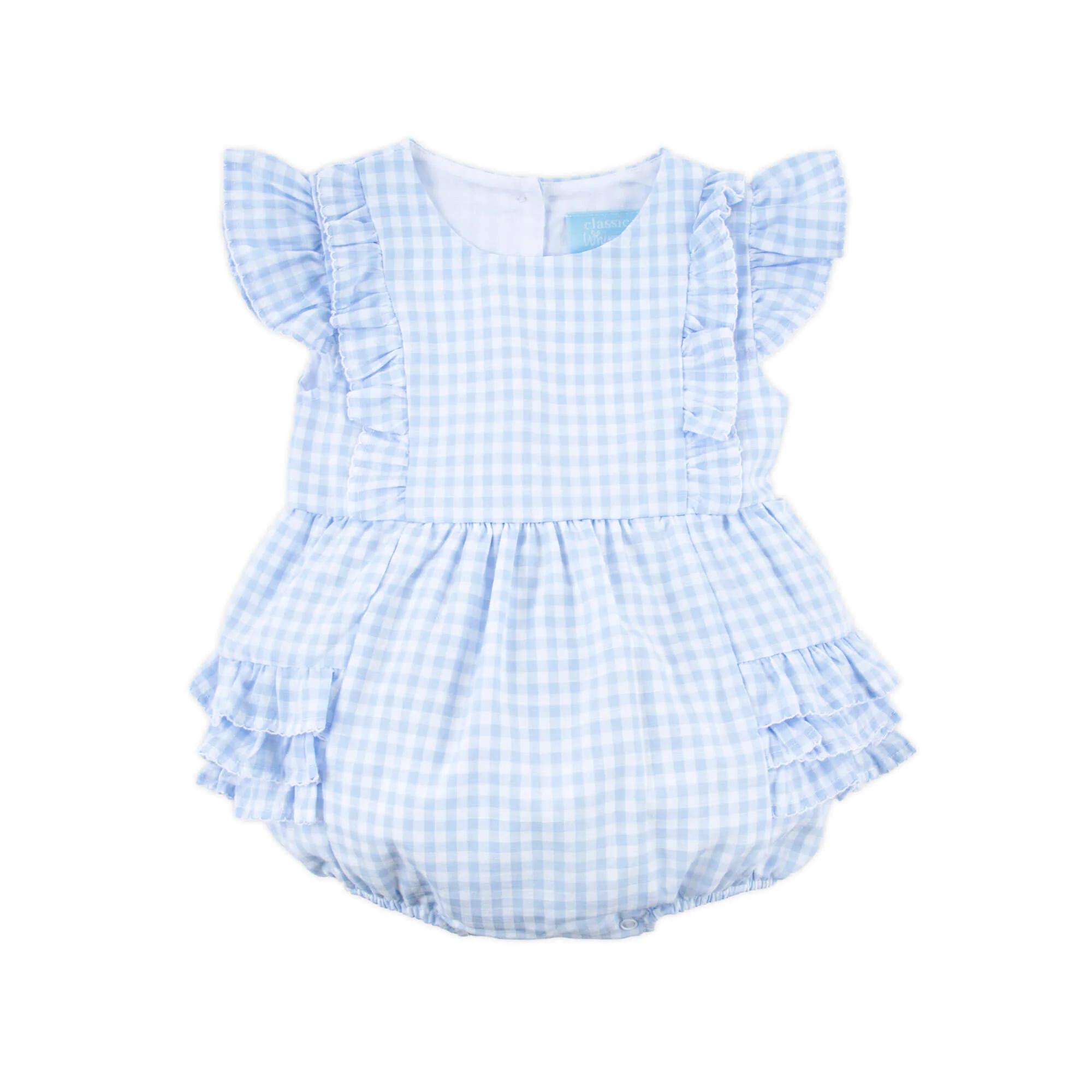 Pastel Blue Gingham Ruffle Kate Bubble - Image 6