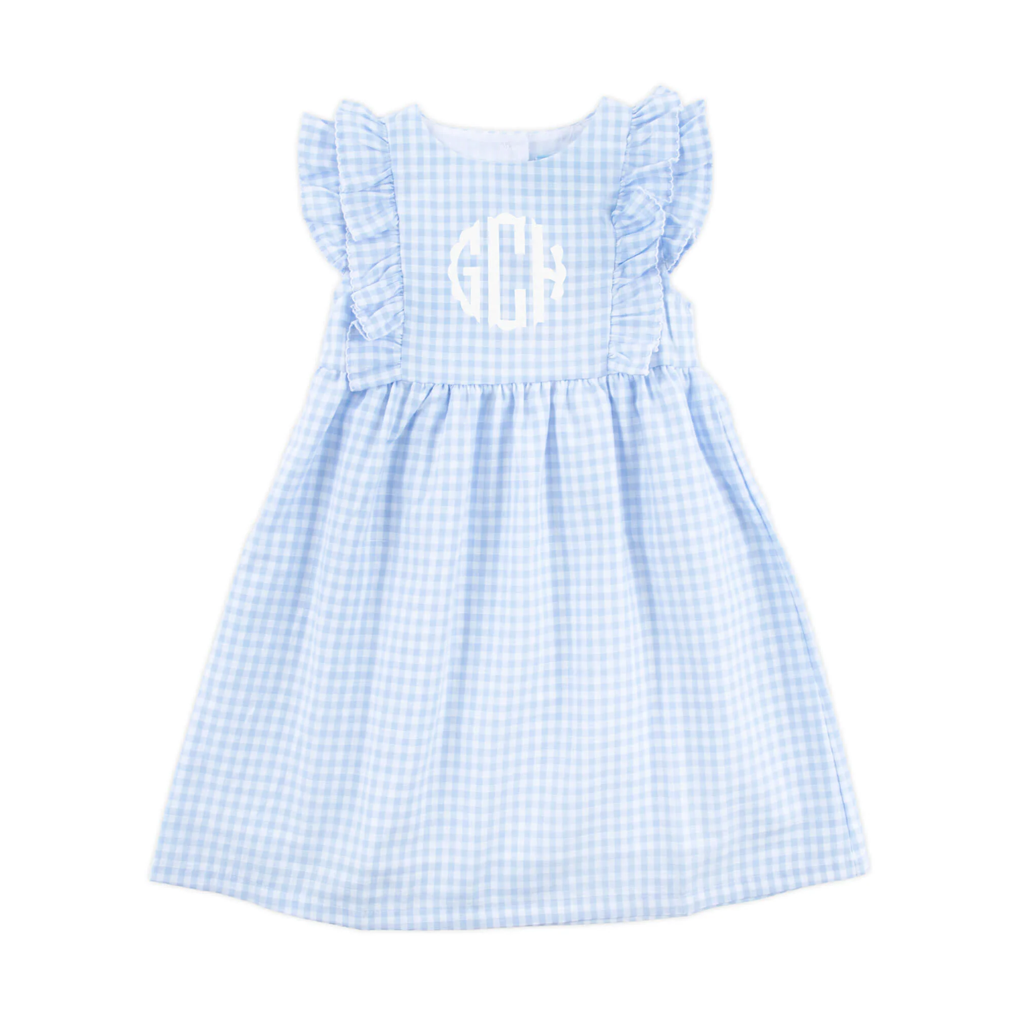Pastel Blue Gingham Ruffle Kate Dress - Image 2