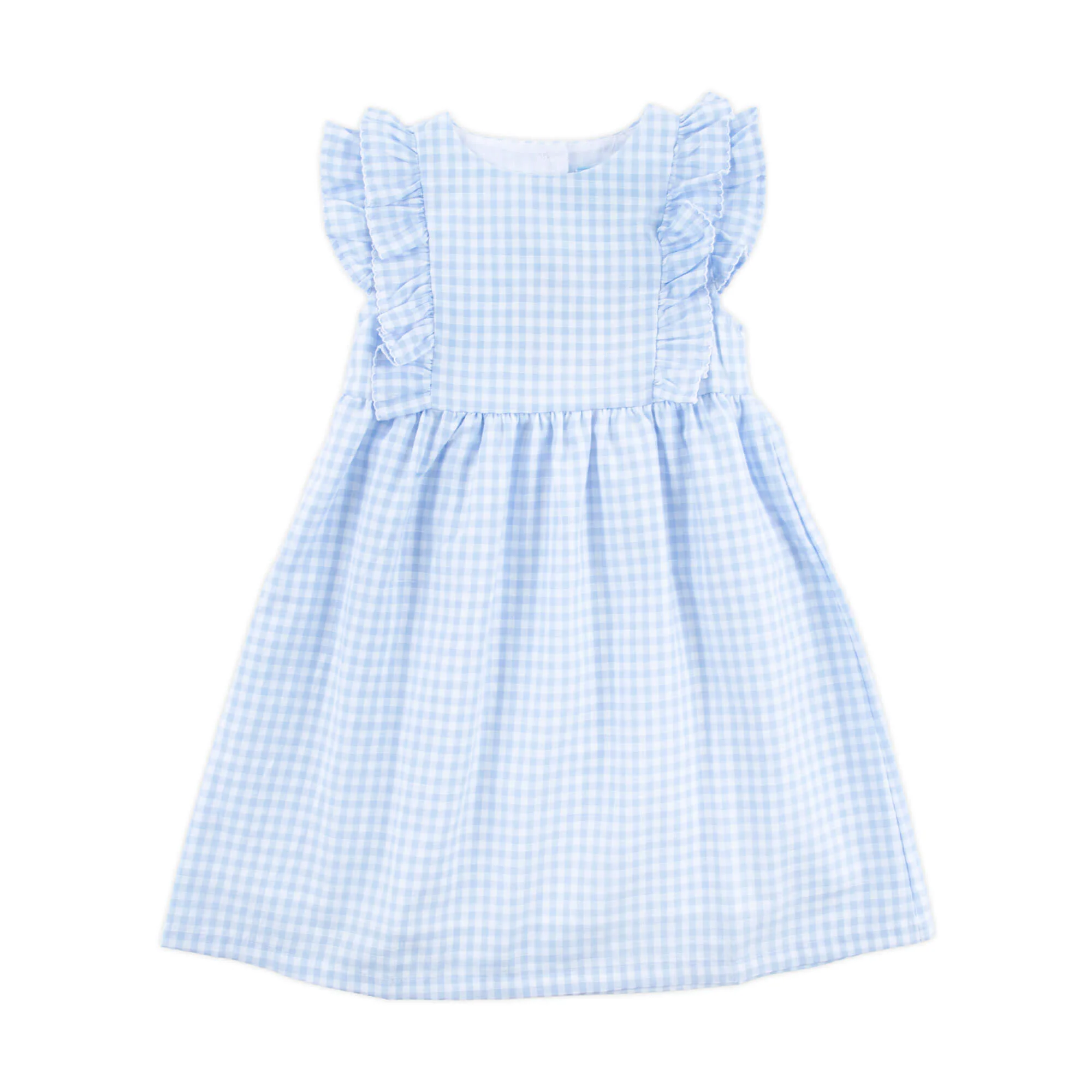 Pastel Blue Gingham Ruffle Kate Dress - Image 4