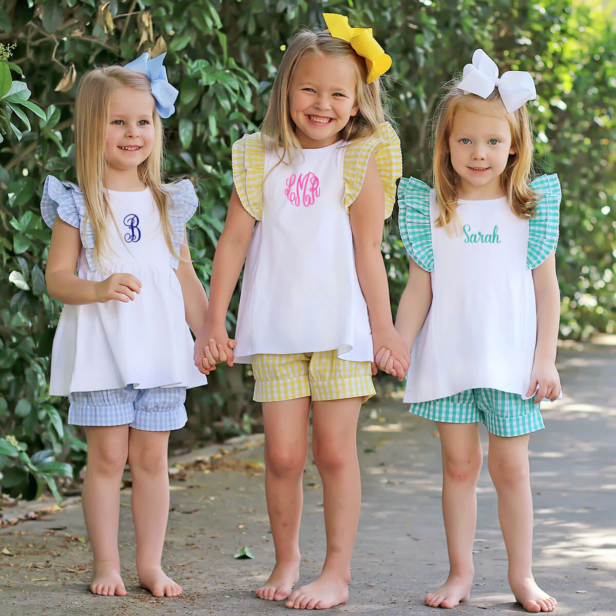Pastel Blue Gingham Ruffle Kate Short Set - Image 3