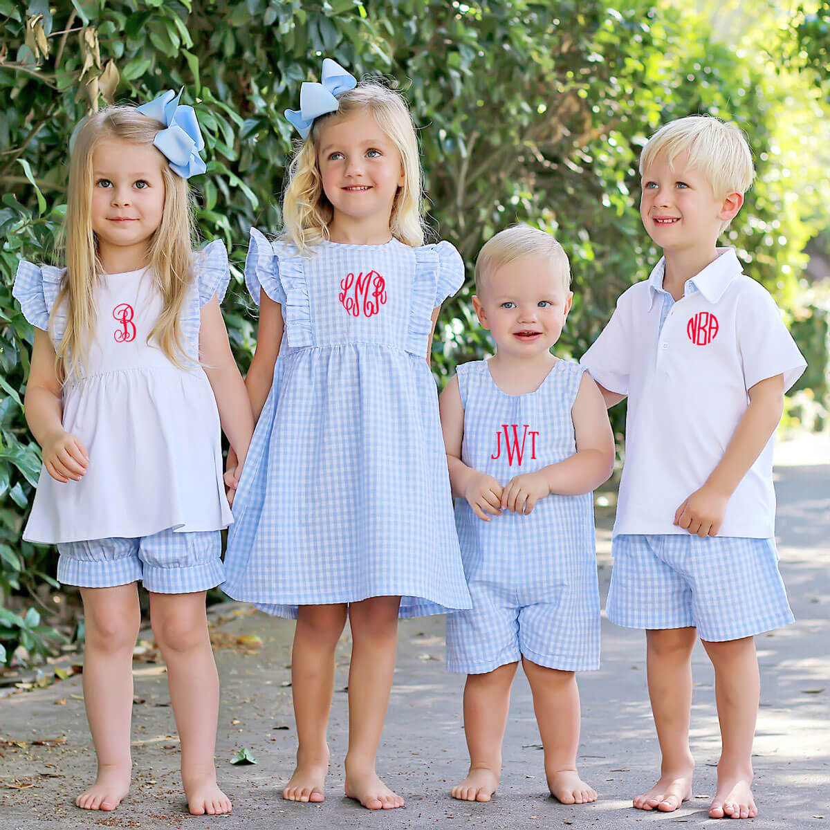Pastel Blue Gingham Ruffle Kate Short Set - Image 4