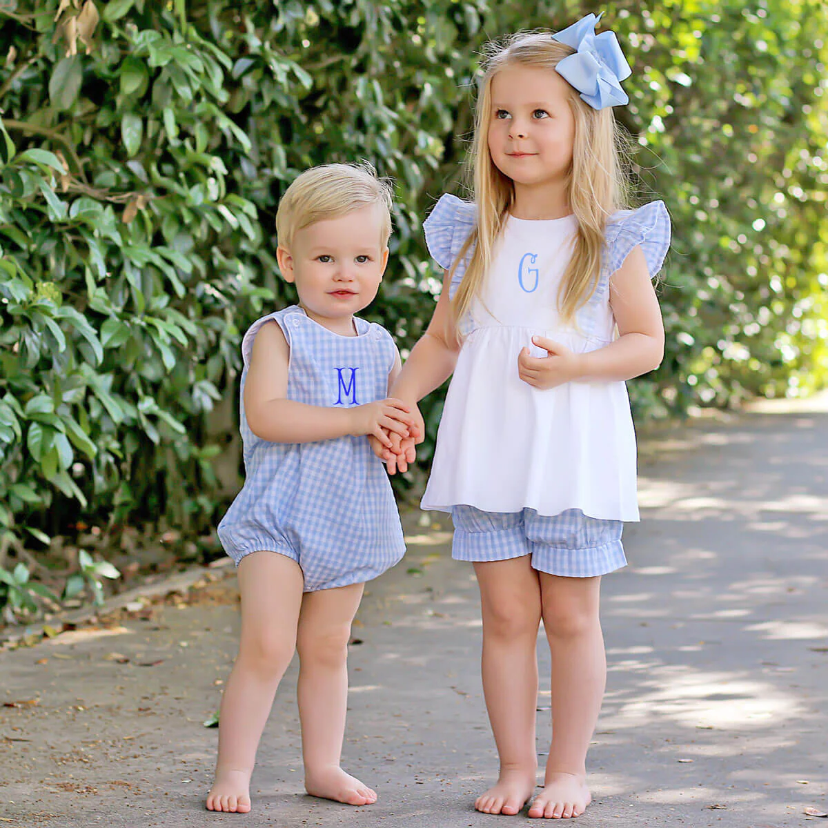 Pastel Blue Gingham Ruffle Kate Short Set - Image 5