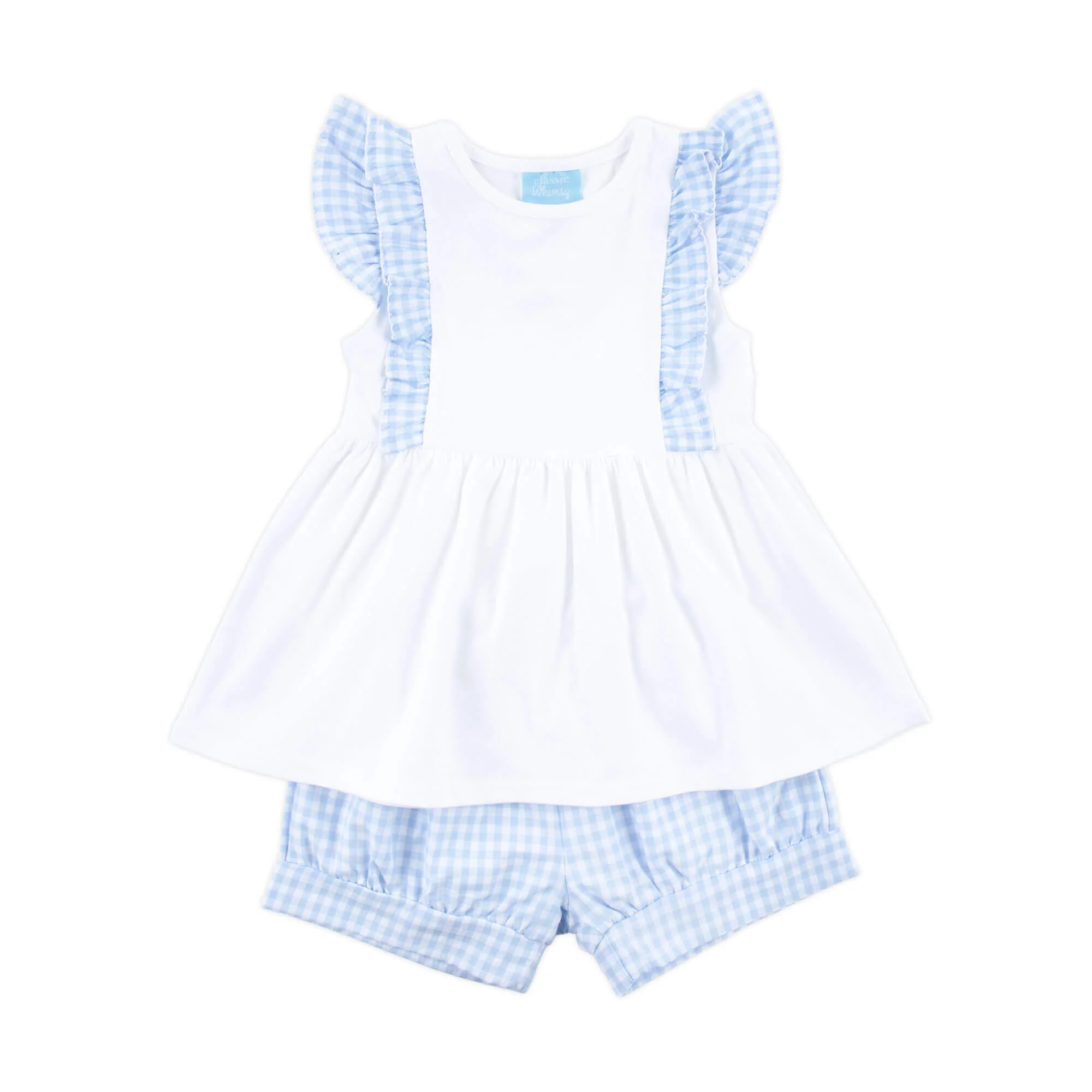 Pastel Blue Gingham Ruffle Kate Short Set - Image 6