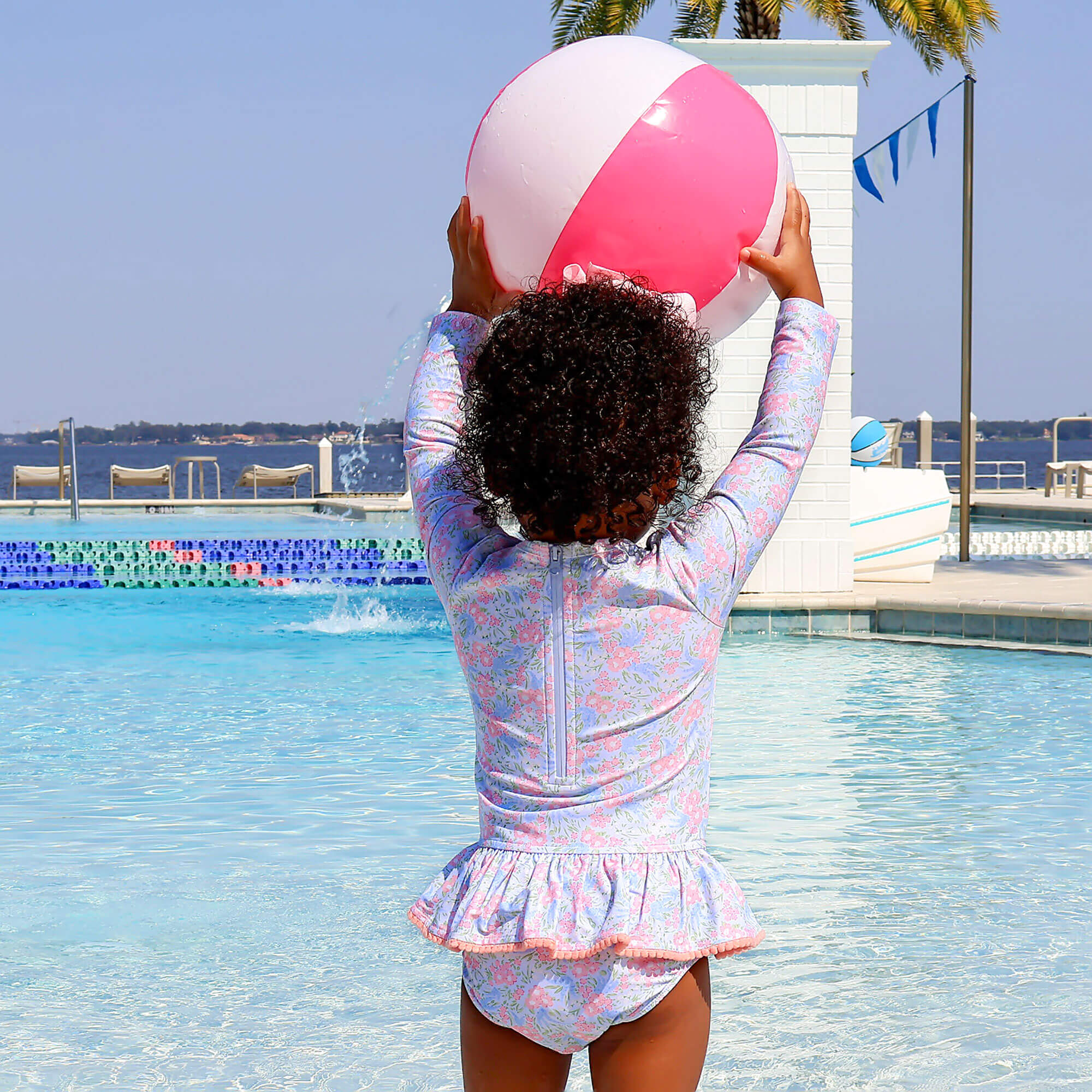 Vintage Garden Blue Rash Guard Swimsuit - Image 8