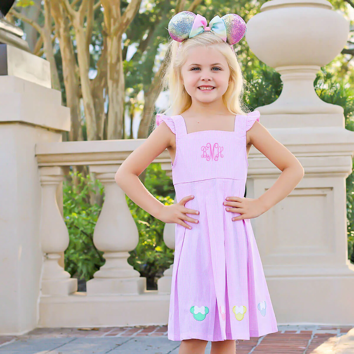 Pastel Mouse Ears Pink Gingham Chloe Dress - Image 5