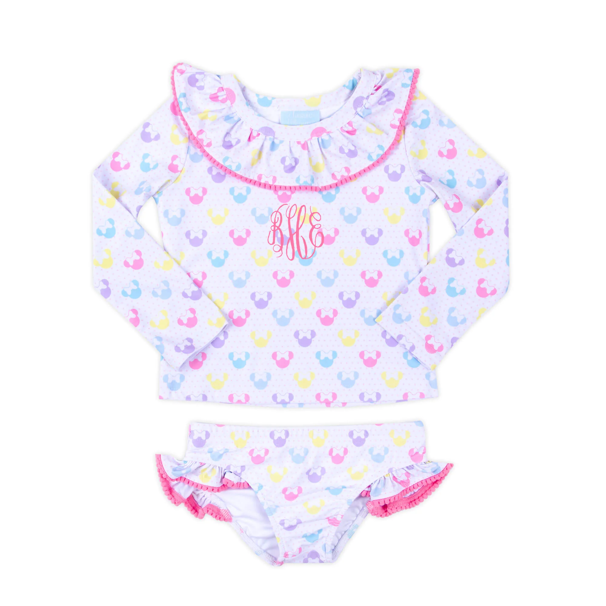 Pastel Mouse Ears Print Rash Guard Set - Image 2