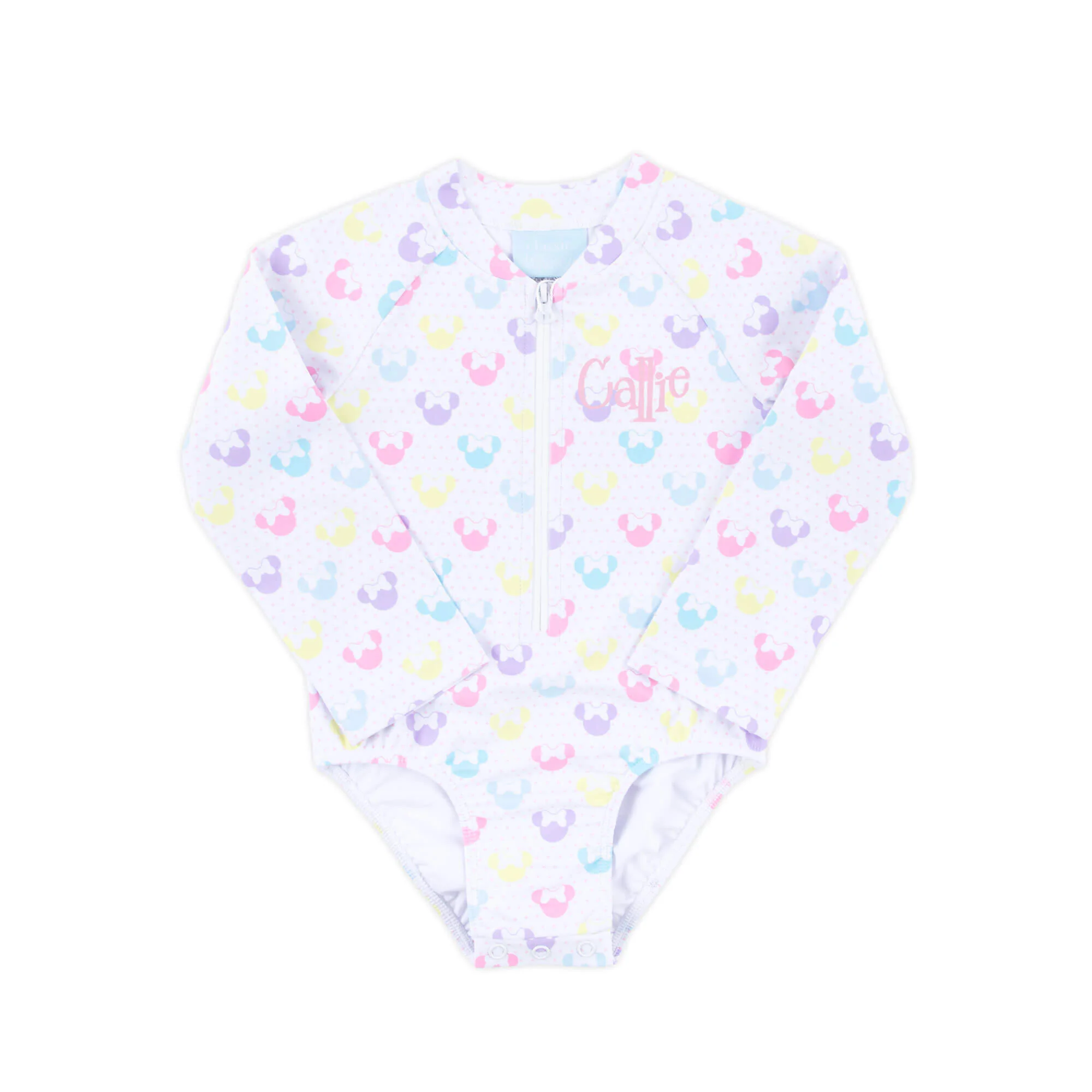 Pastel Mouse Ears Print Rash Guard Swimsuit - Image 2