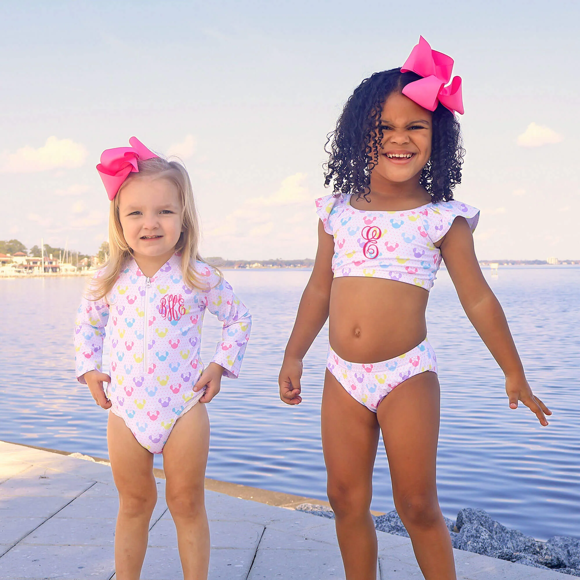 Pastel Mouse Ears Print Two Piece Swimsuit - Image 3