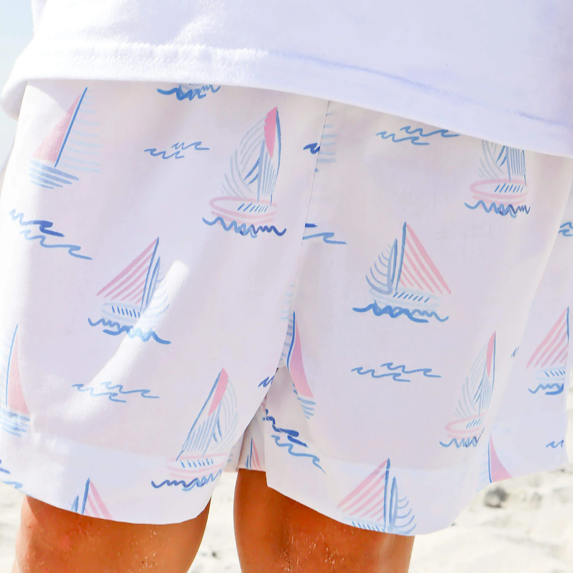Pastel Sailboat Blue Shorts - Image 3