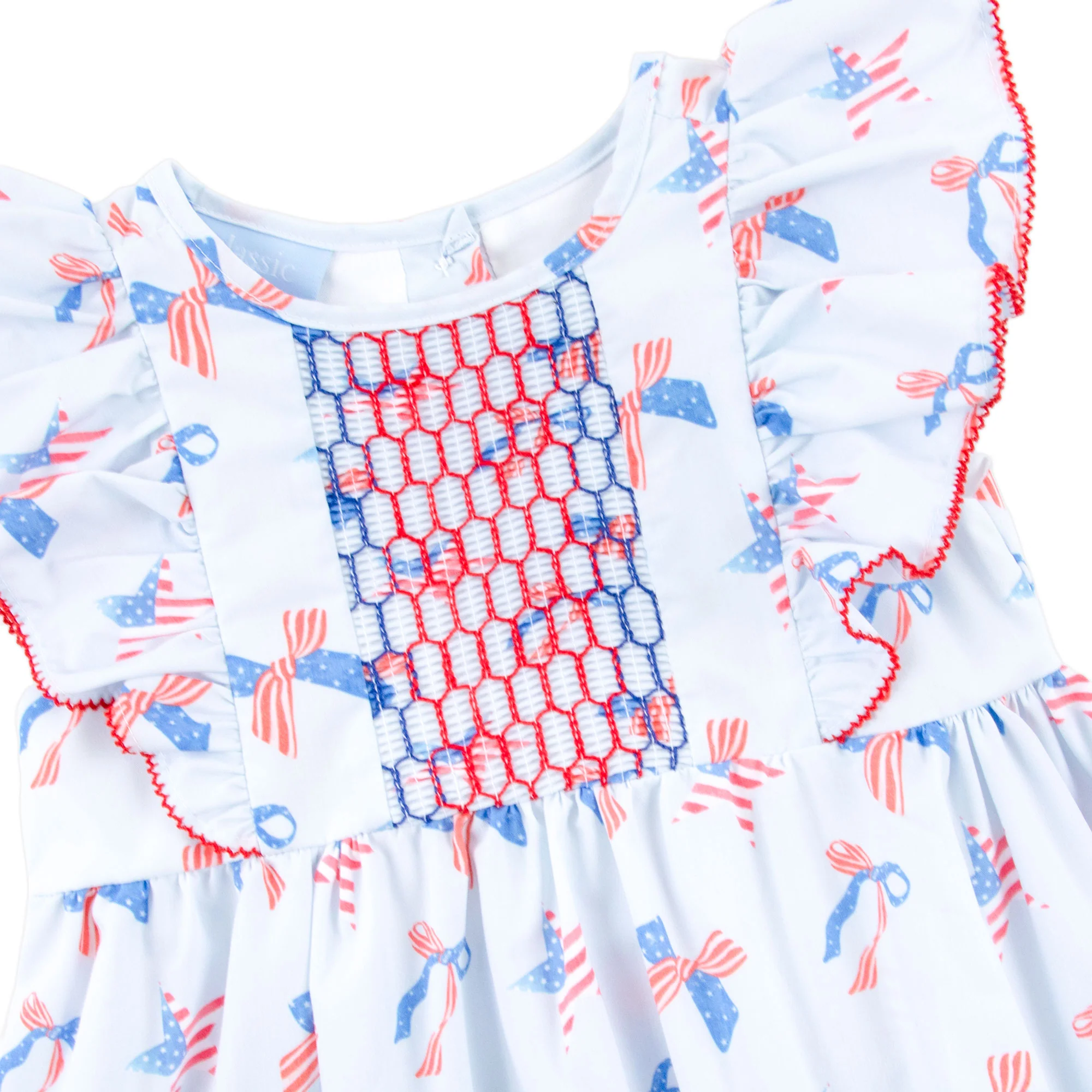 Patriotic & Bows Smocked Rachel Bubble - Image 4