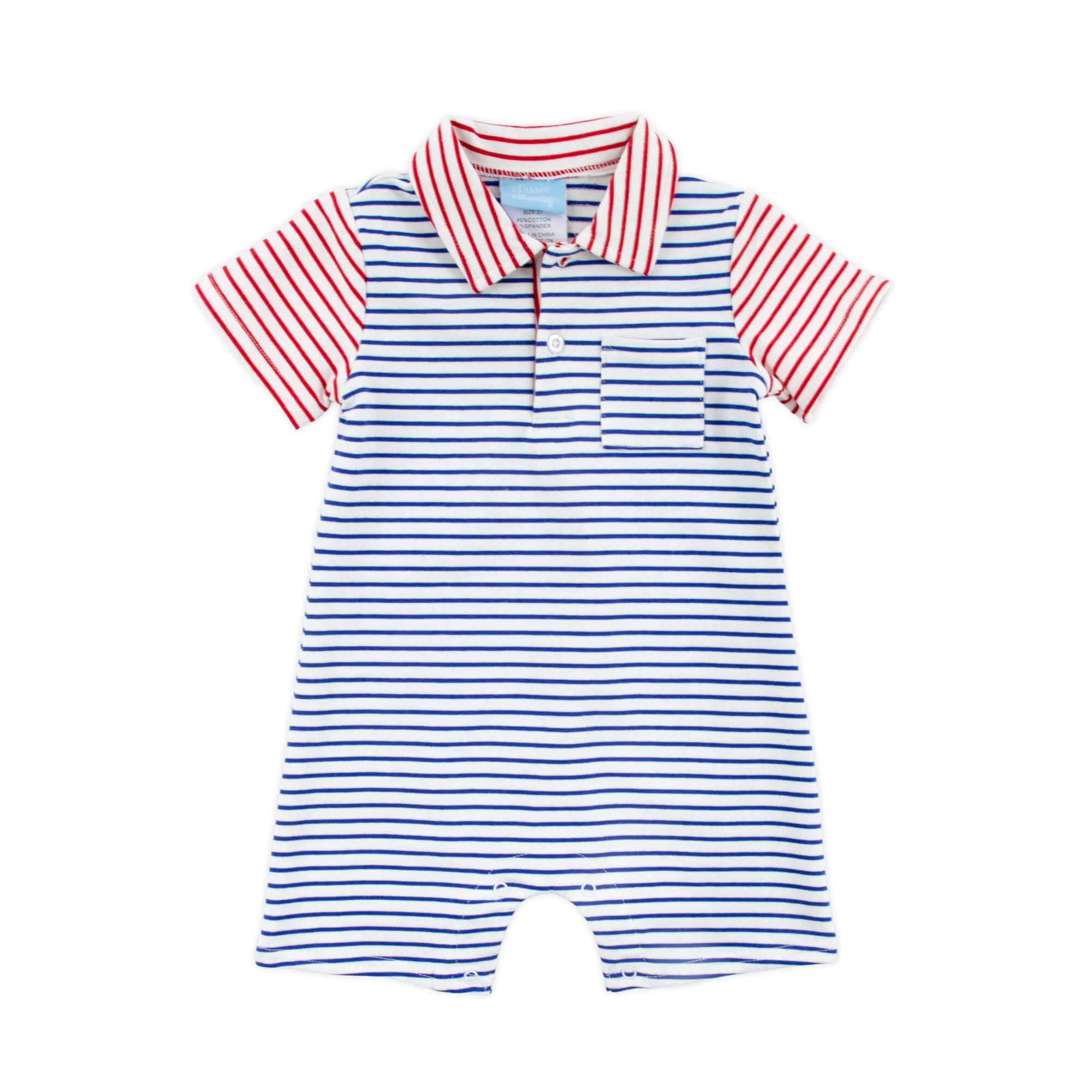 Patriotic Colorblock Polo Romper - Image 2