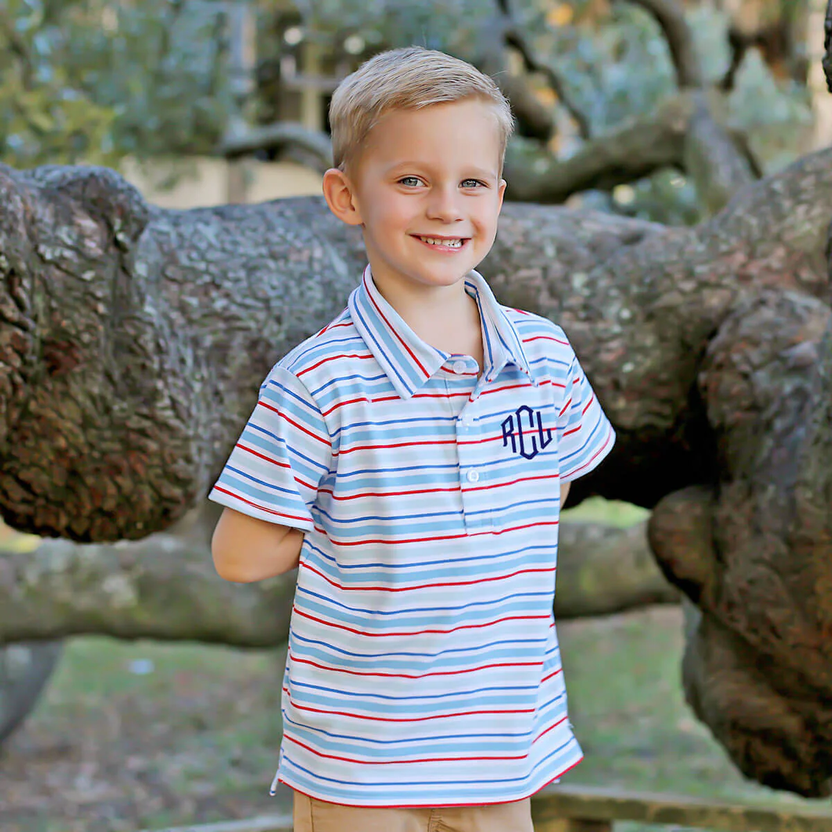 Patriotic Play Red & Blue Stripe Polo - Image 2