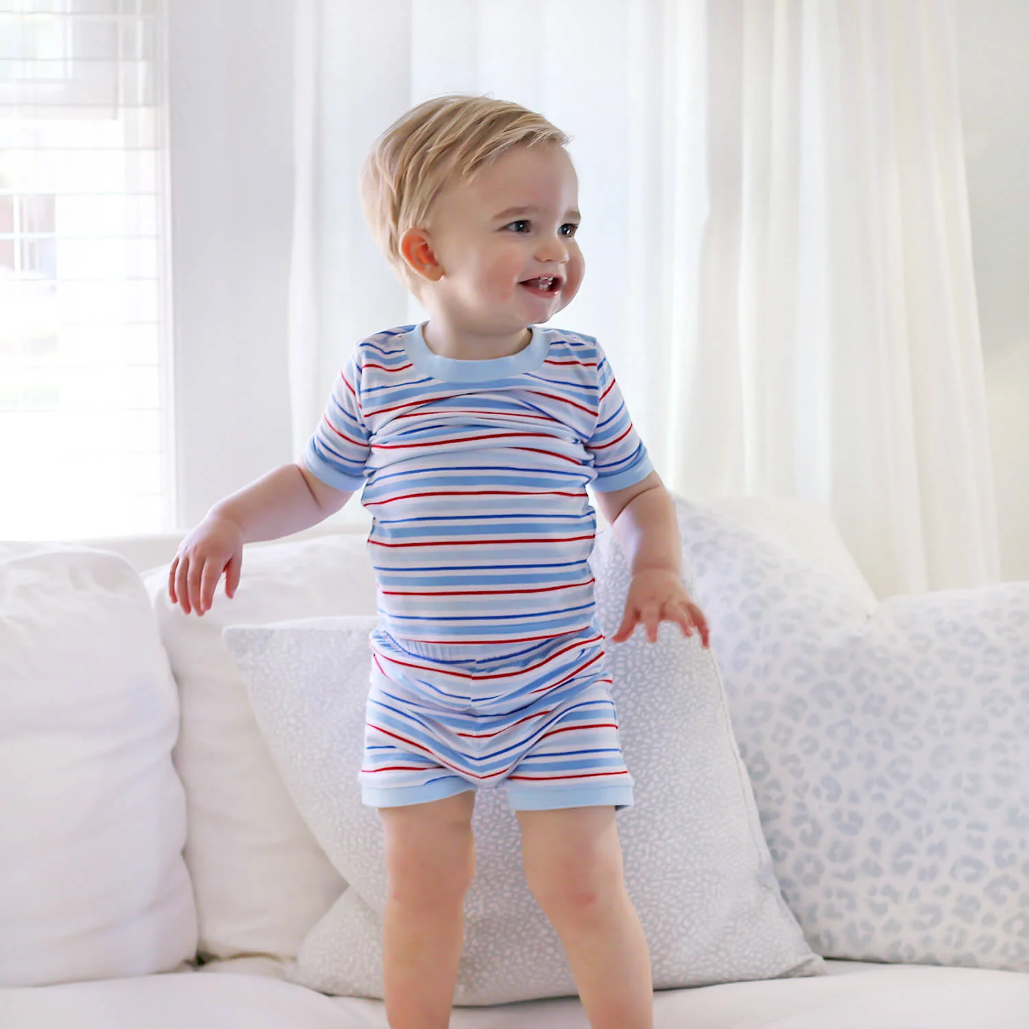 Patriotic Play Red & Blue Stripe Short Pajamas - Image 8