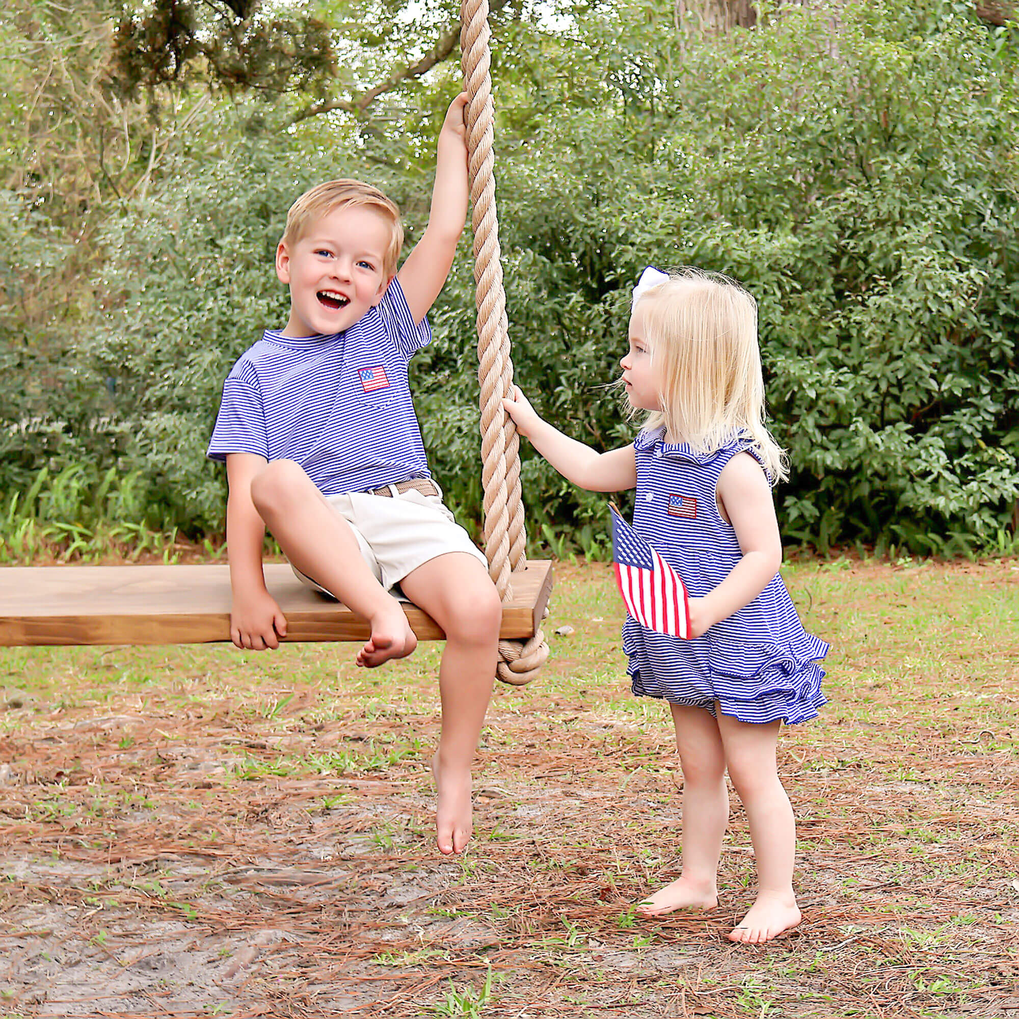 Patriotic Spirit Blue Stripe Short Sleeve Pocket Shirt - Image 3