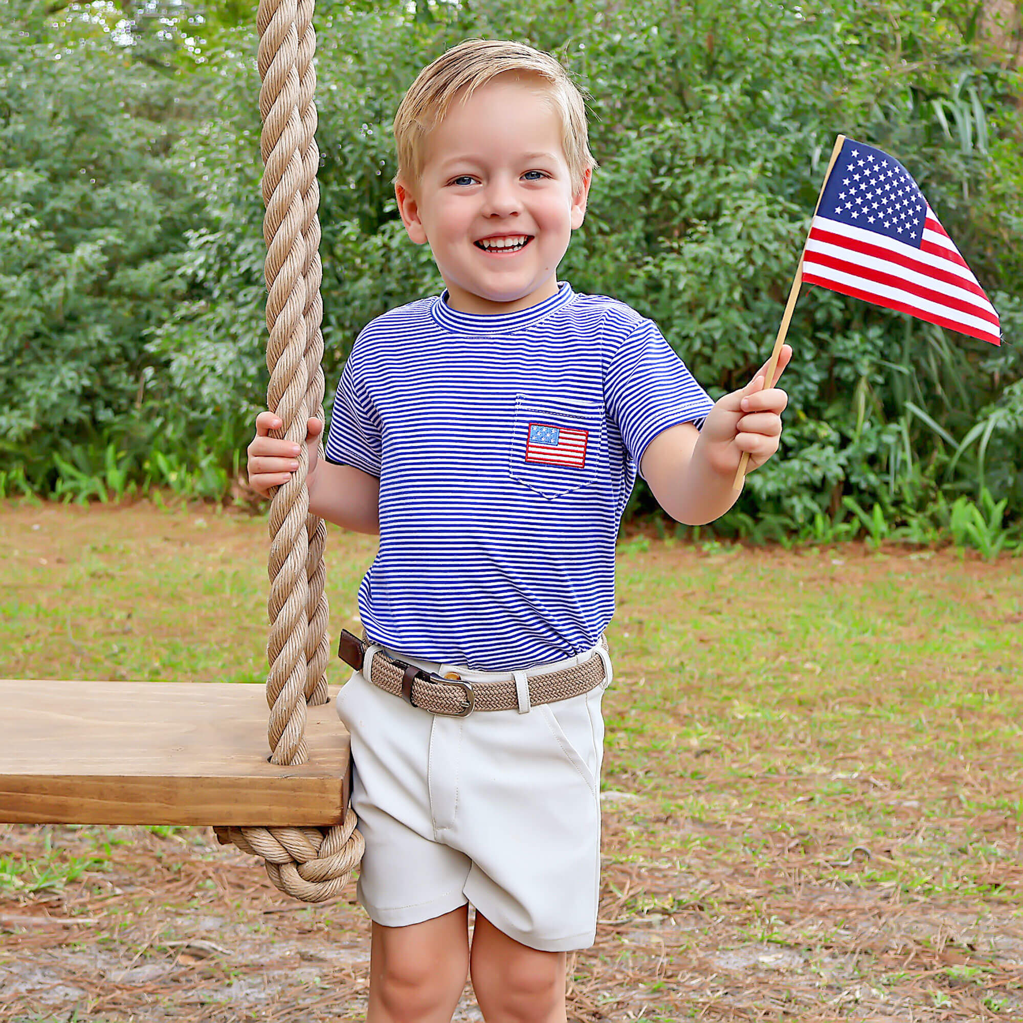 Patriotic Spirit Blue Stripe Short Sleeve Pocket Shirt - Image 4