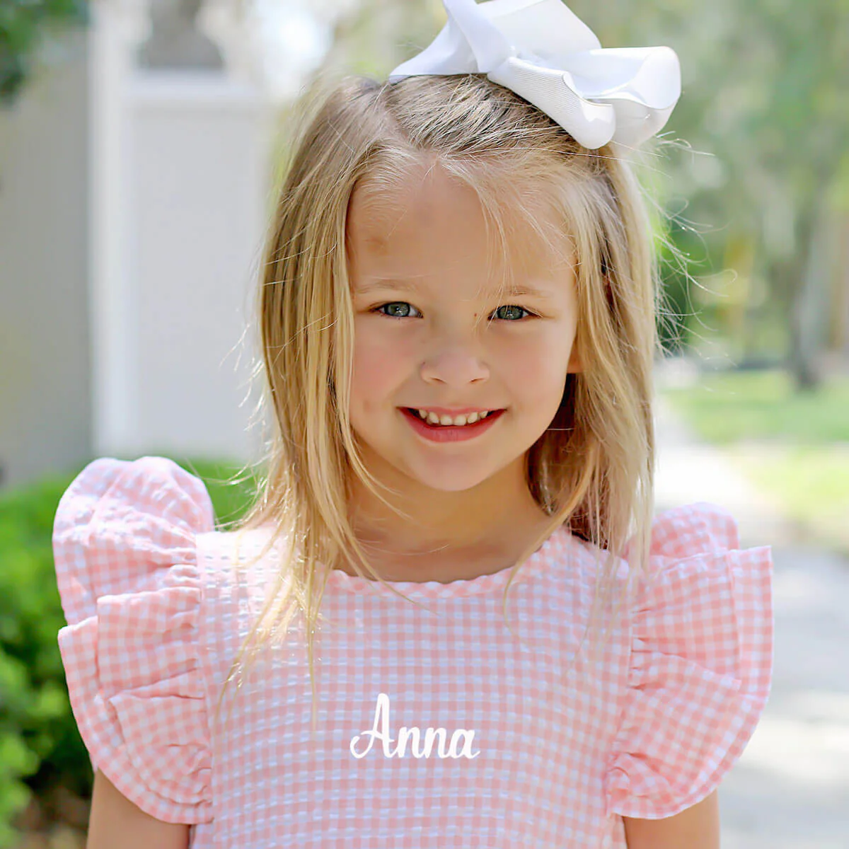 Peach Gingham Waterfall Dress - Image 2