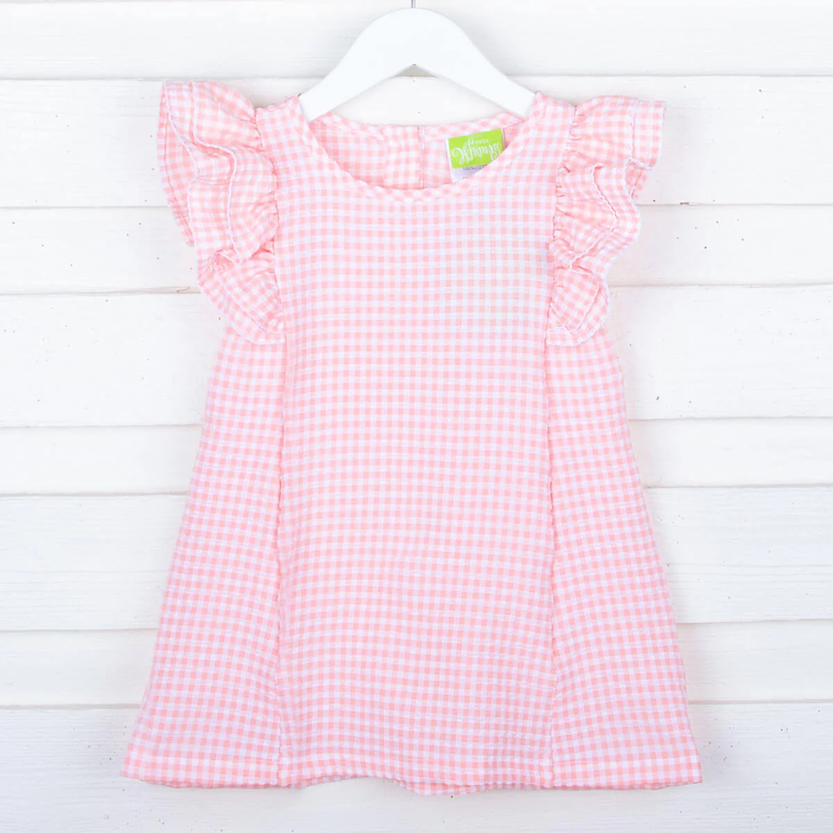 Peach Gingham Waterfall Dress - Image 4