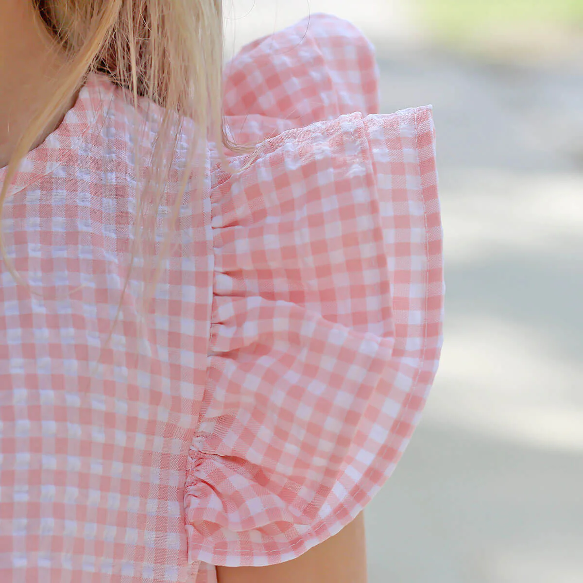 Peach Gingham Waterfall Dress - Image 5