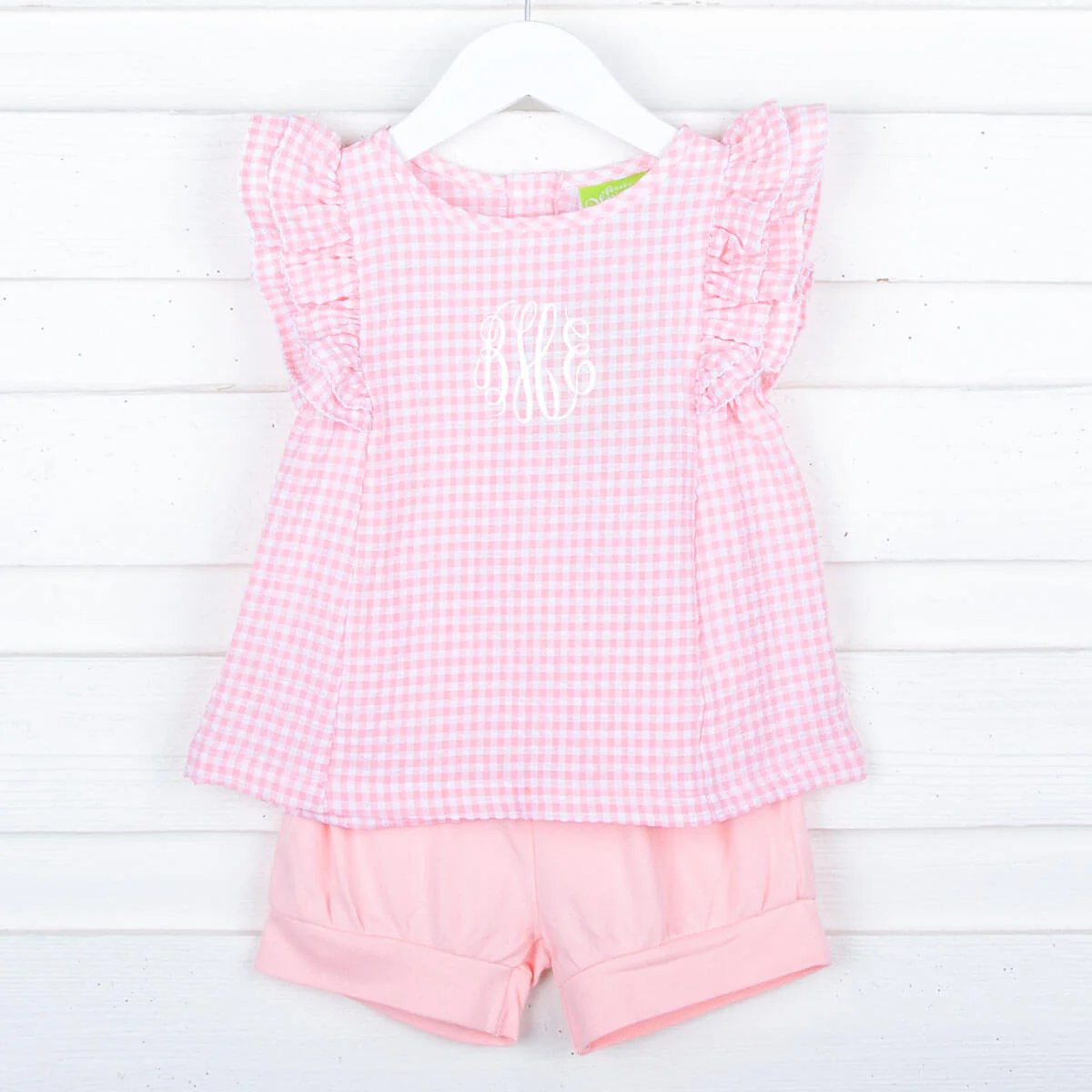 Peach Gingham Waterfall Short Set - Image 3