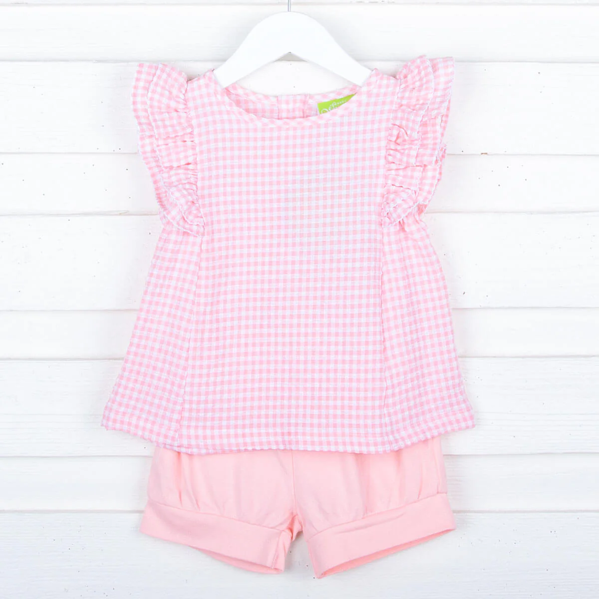 Peach Gingham Waterfall Short Set - Image 4