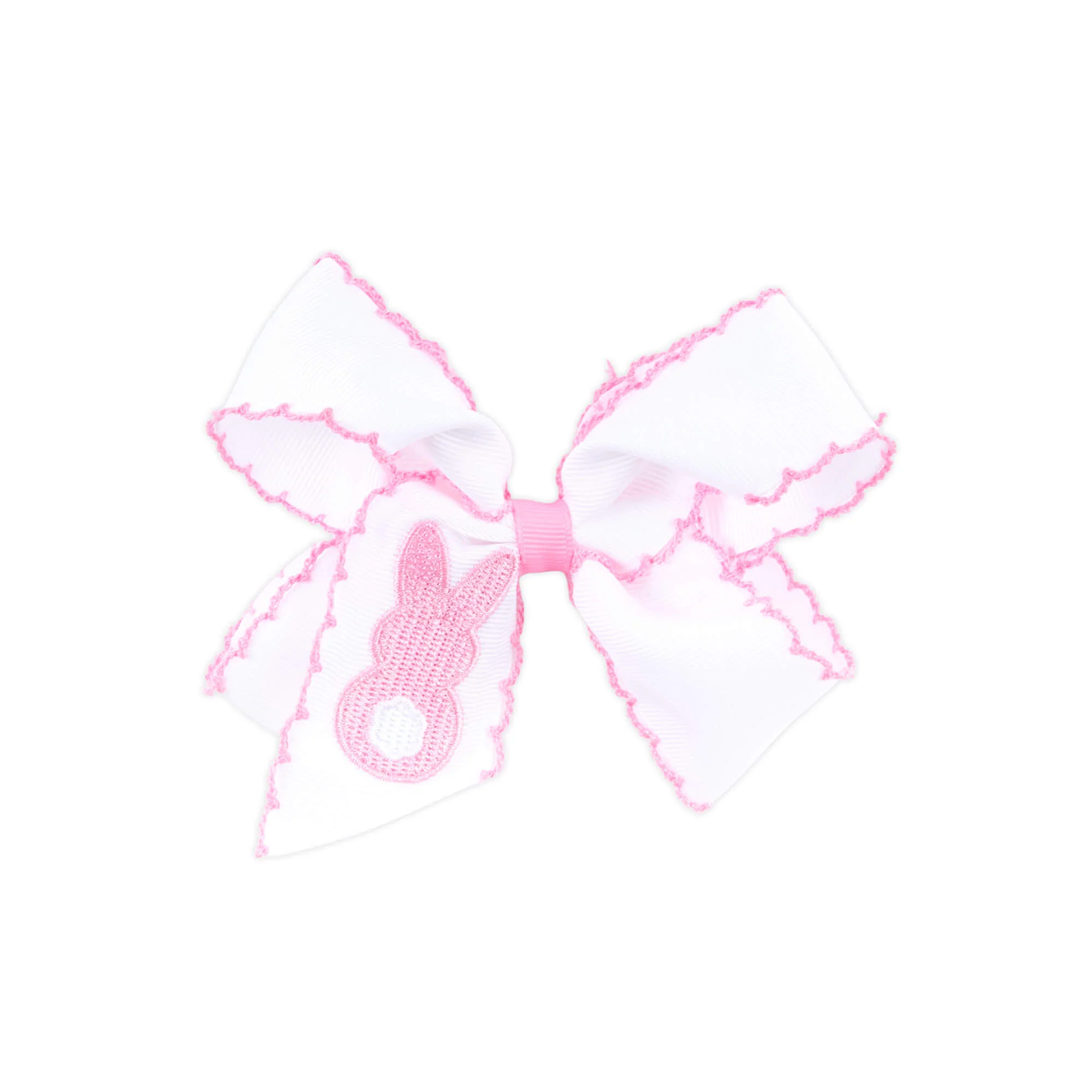 Peep Bunny Embroidered Moonstitch Hair Bow - Image 2