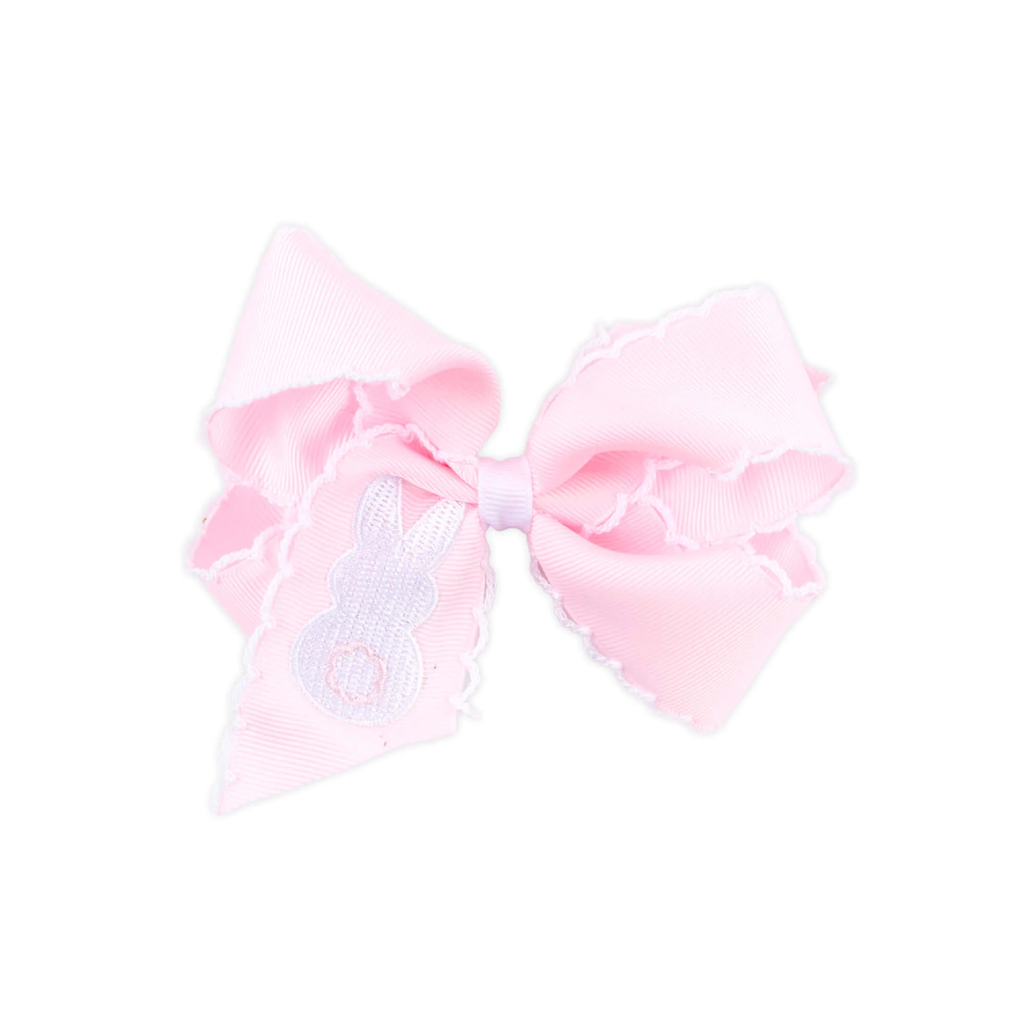 Peep Bunny Embroidered Moonstitch Hair Bow - Image 3