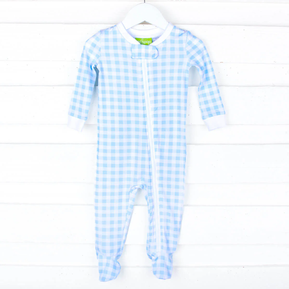 Bunny Tail Blue Gingham Zip Sleeper - Image 2