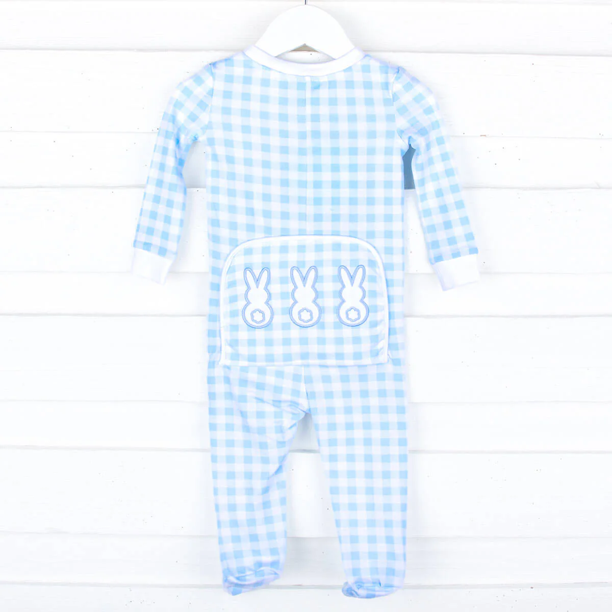 Bunny Tail Blue Gingham Zip Sleeper - Image 4