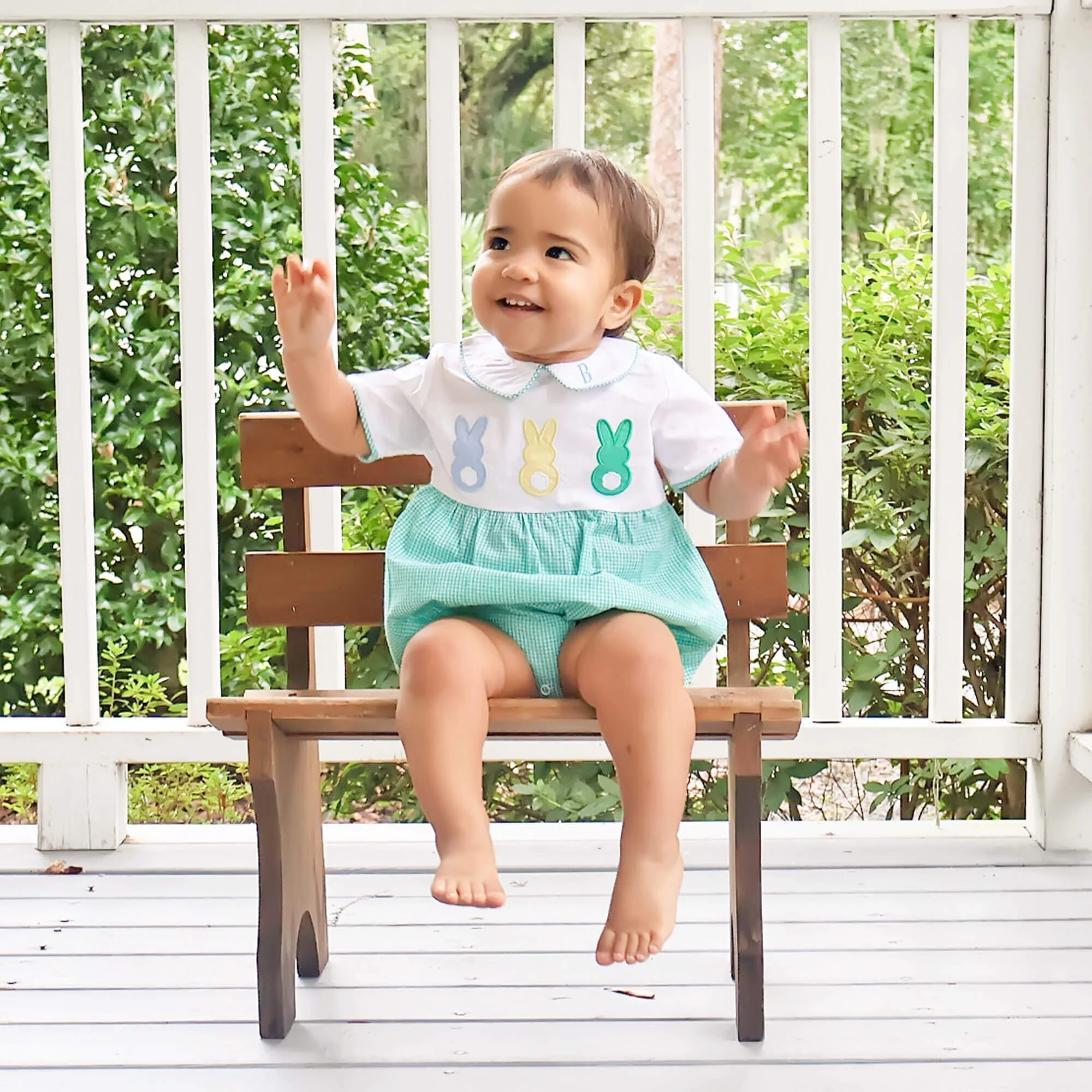Peeps Green Gingham Collared Bubble - Image 3