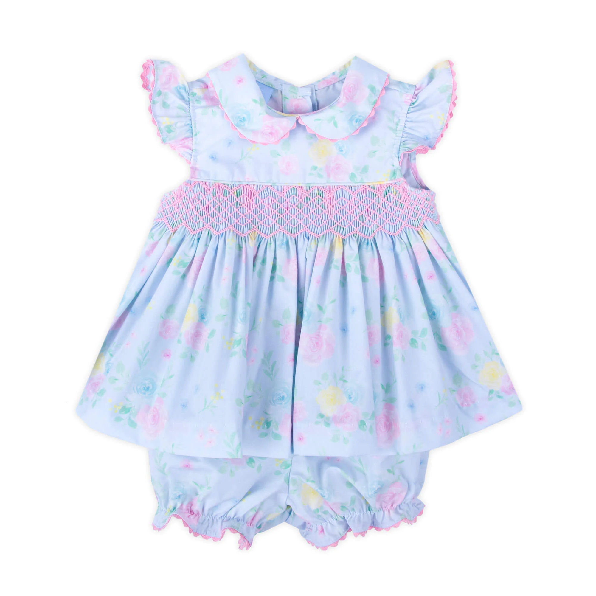 Peony Floral Smocked Collared Bloomer Set - Image 2