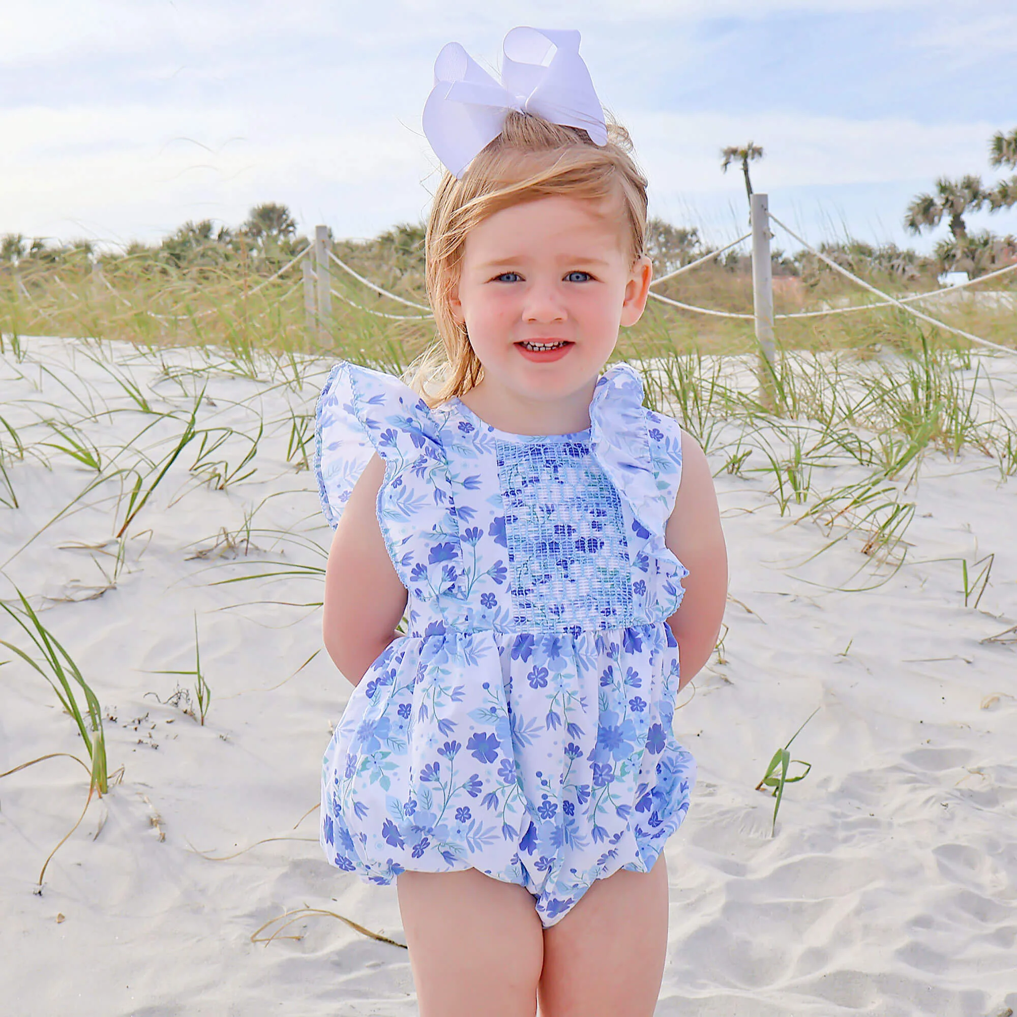 Petal Dream Blue Smocked Rachel Bubble - Image 2