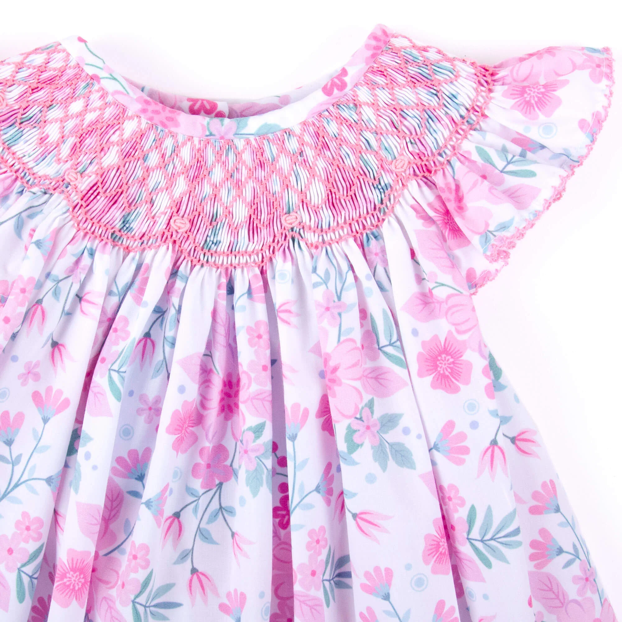 Petal Dream Pink Smocked Angel Sleeve Bloomer Set - Image 2