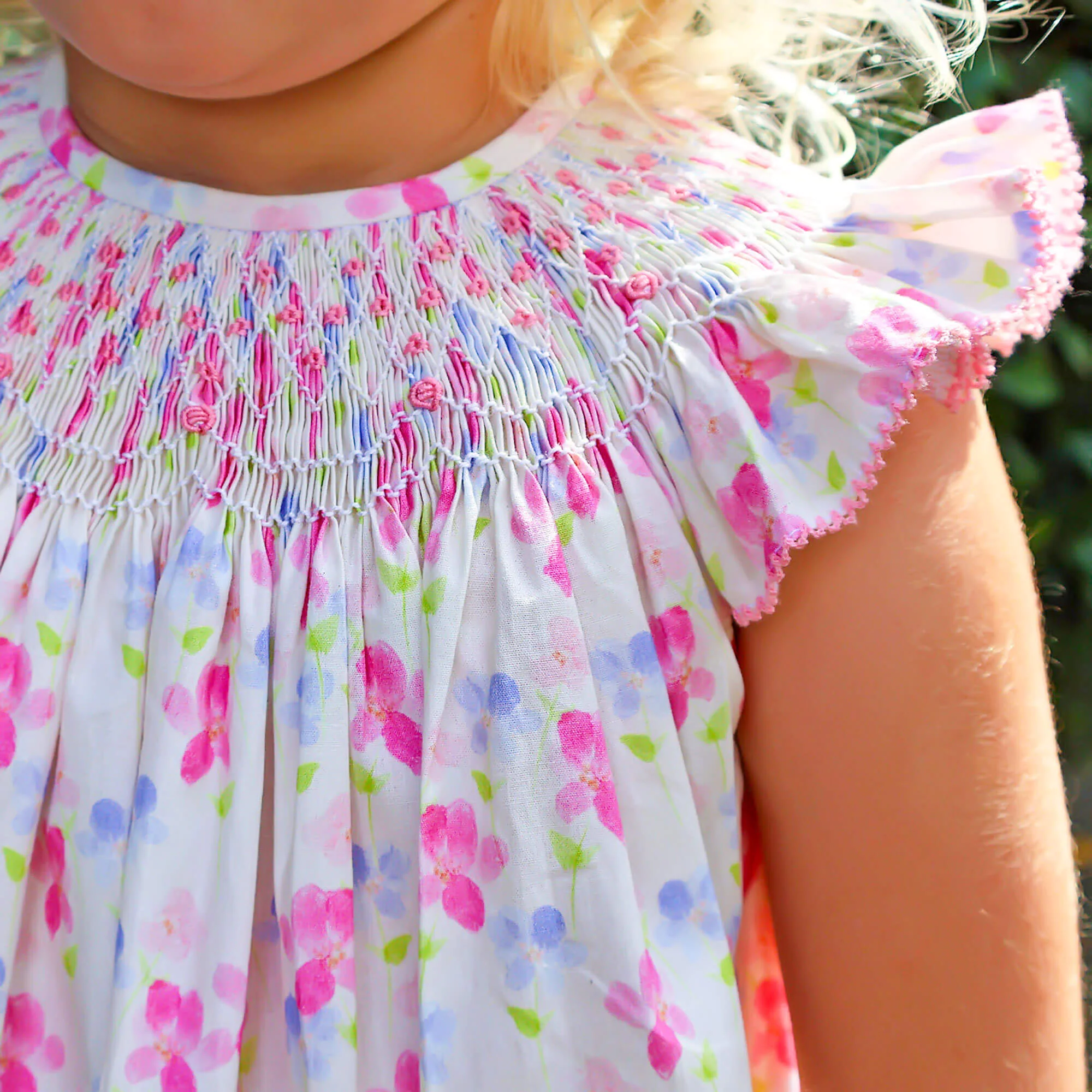 Petal Paradise Smocked Angel Sleeve Dress - Image 4