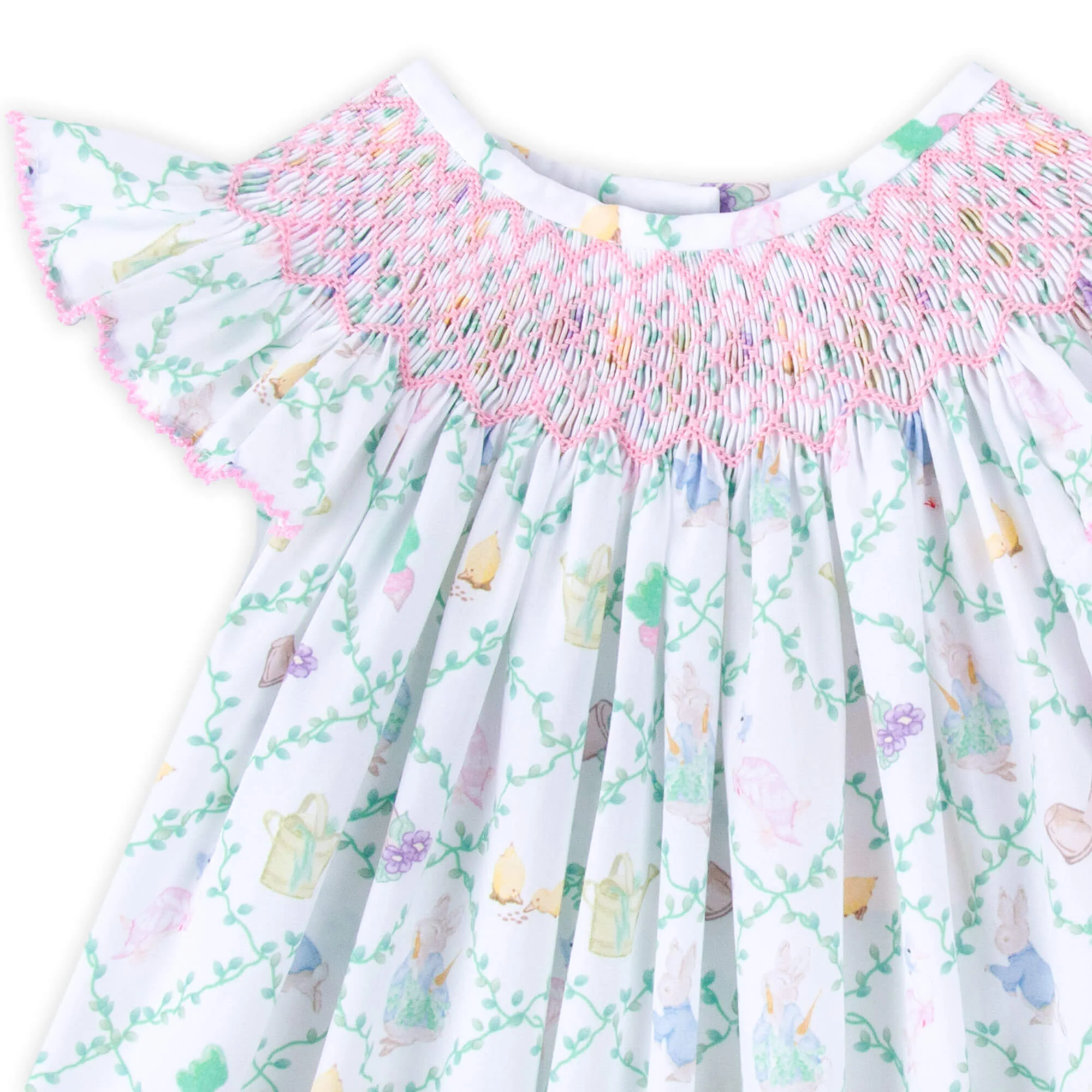 Storybook Rabbit Geo Smocked Angel Sleeve Bloomer Set - Image 2