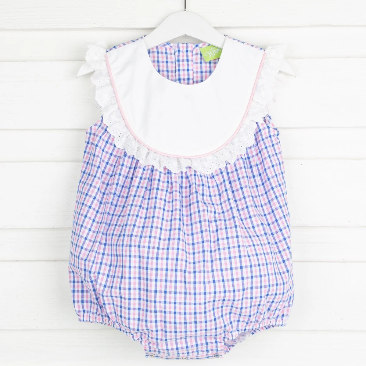 Pink and Blue Check Bib Bubble - Image 2