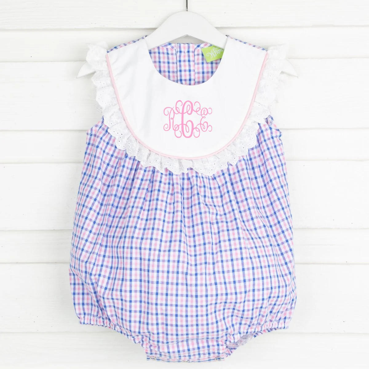 Pink and Blue Check Bib Bubble - Image 3